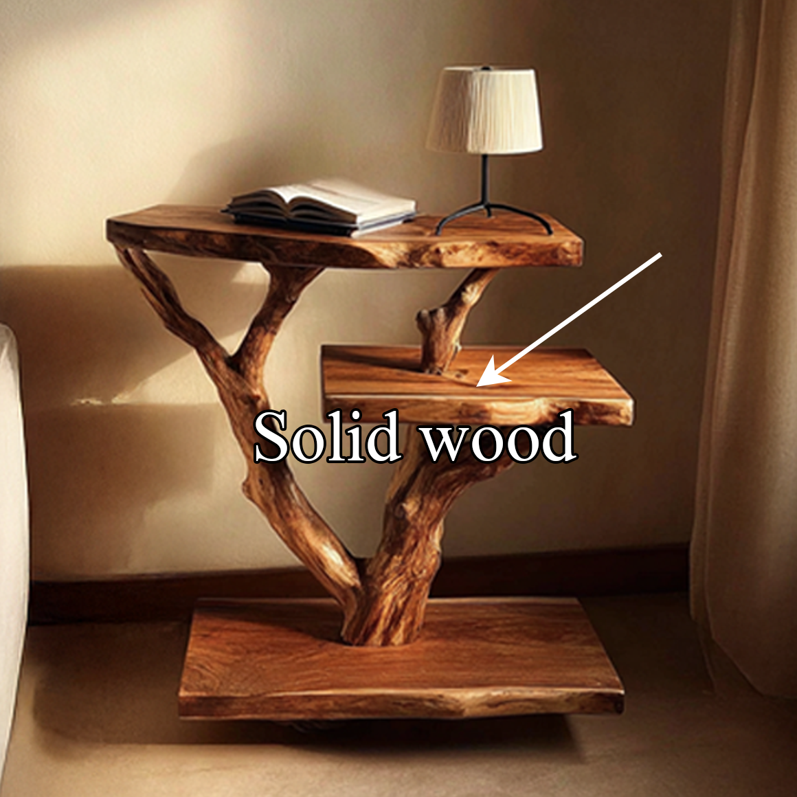 Rustic Tree Bedside Table Bedroom Living Room SINLSABT079