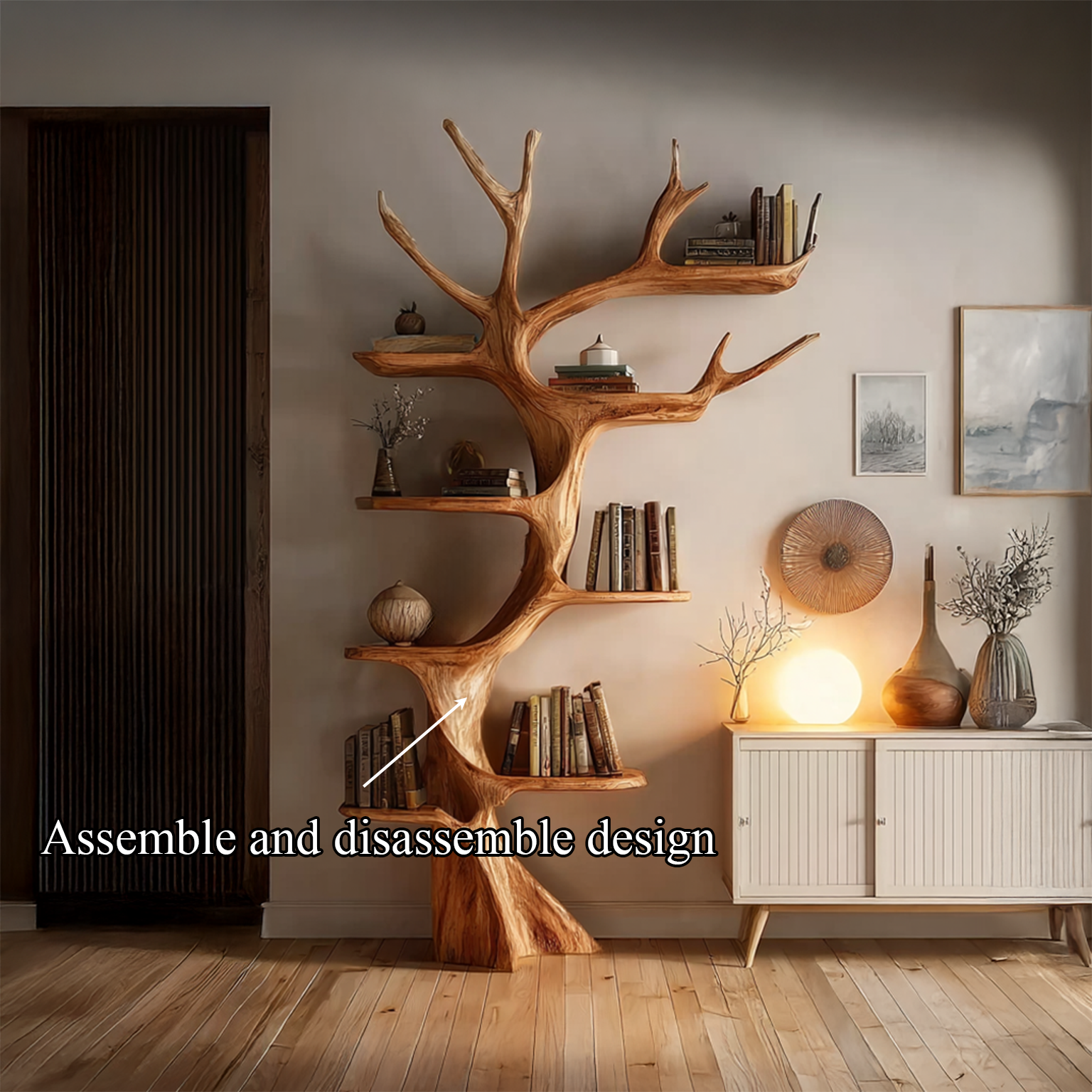 Rustic Tree Bookshelf Living Room SINLSATB208