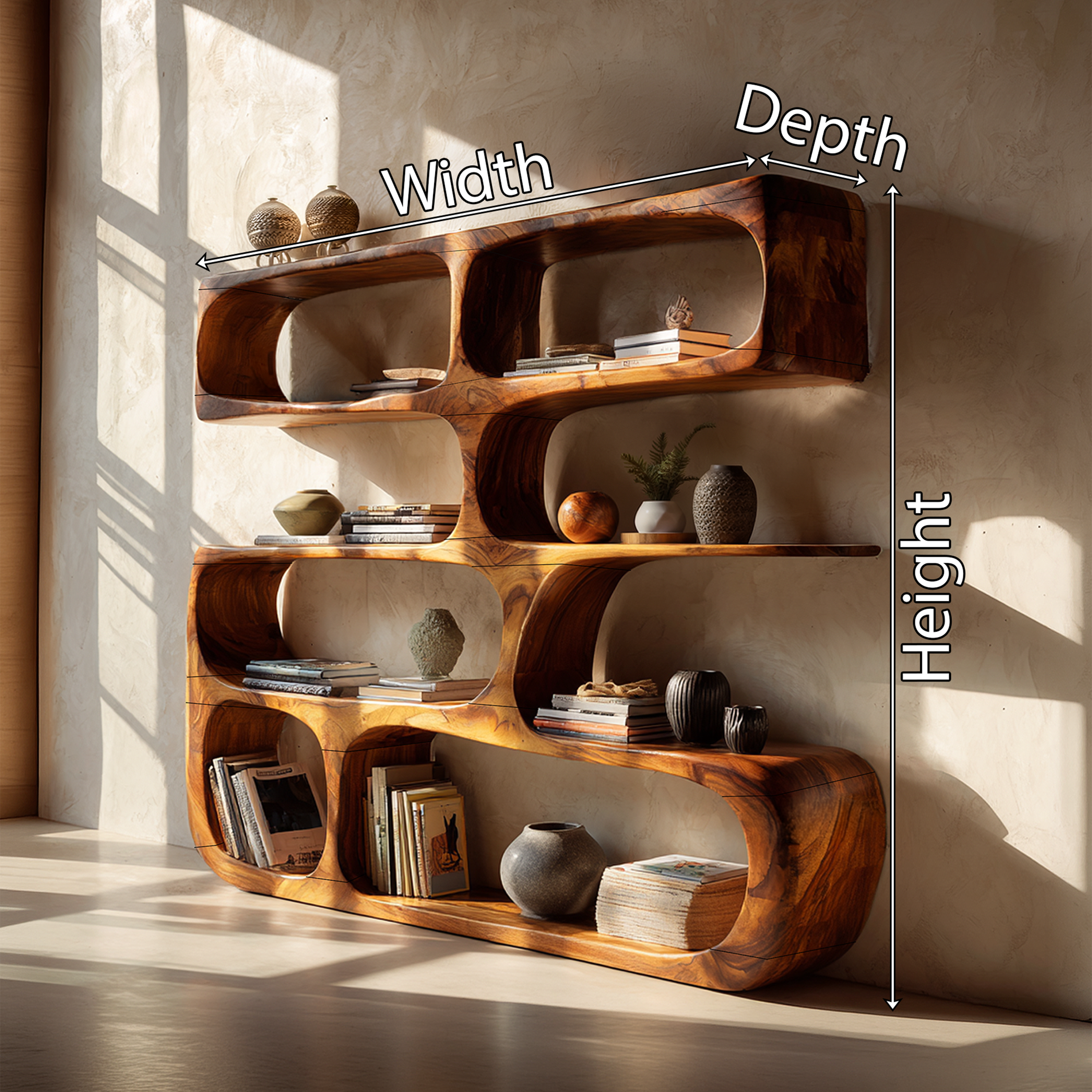 Minimalist Modern Sculptural Bookshelf Living Room Decor SILDTTRBS010