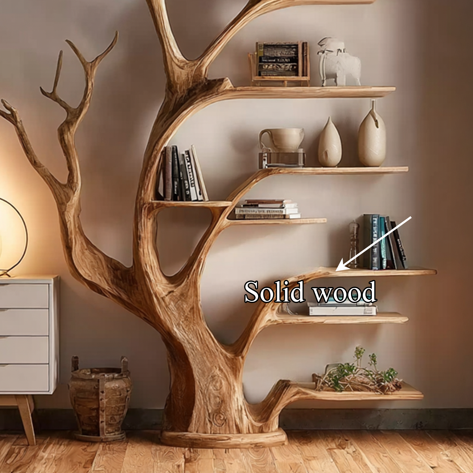 Rustic Tree Bookshelf Living Bedroom SINLSATB209