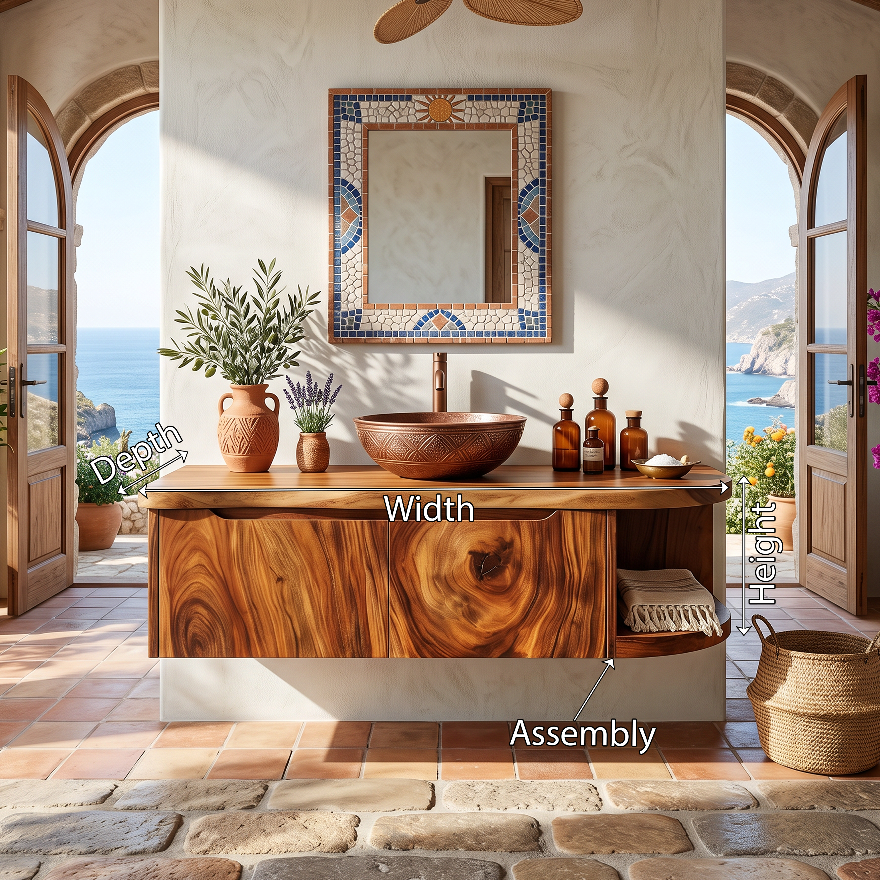 Mediterranean Contemporary Vanity Cabinet Coastal Villa SILDTTRBRV189