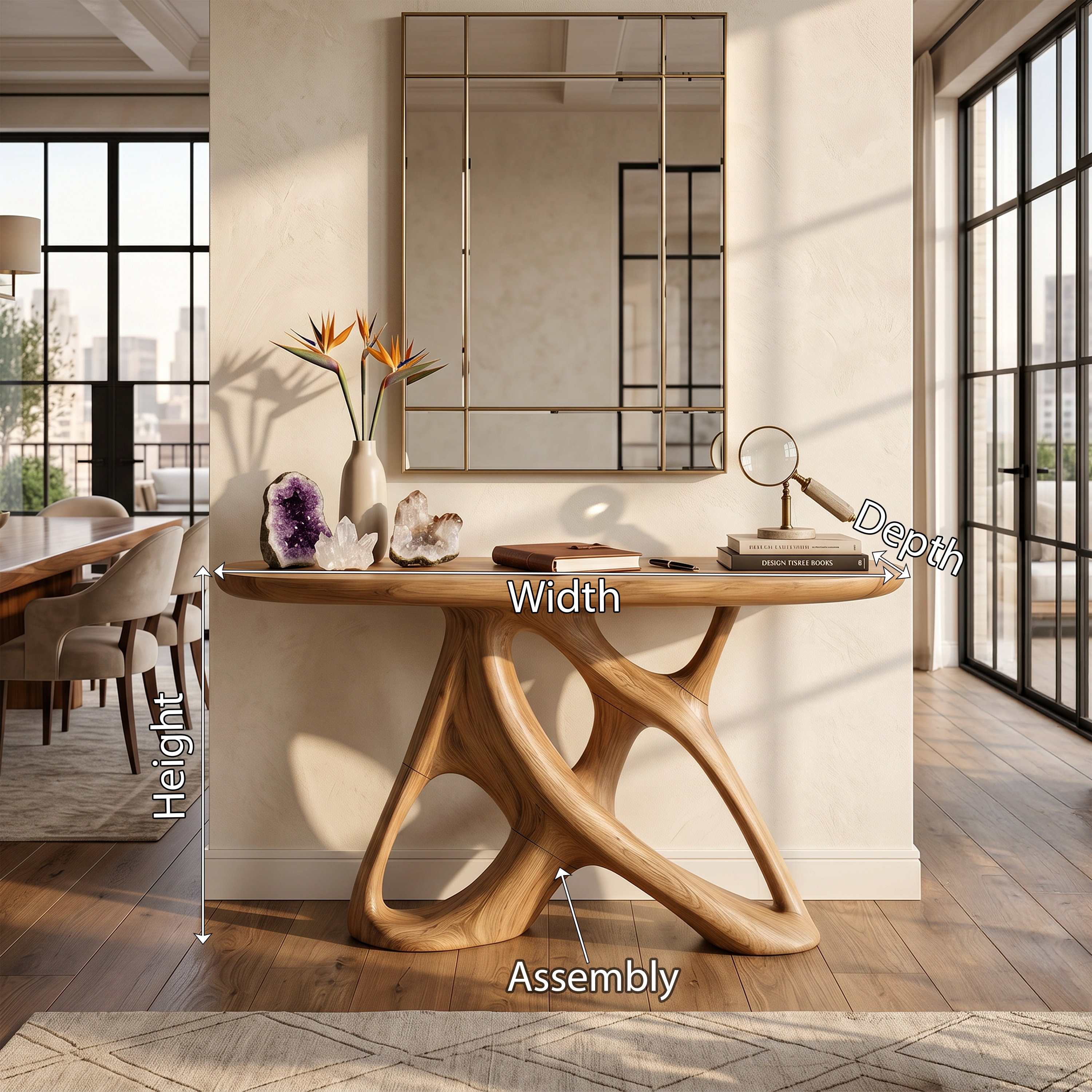Organic Open Frame Console Table Designer Foyer SILDTTRCS088