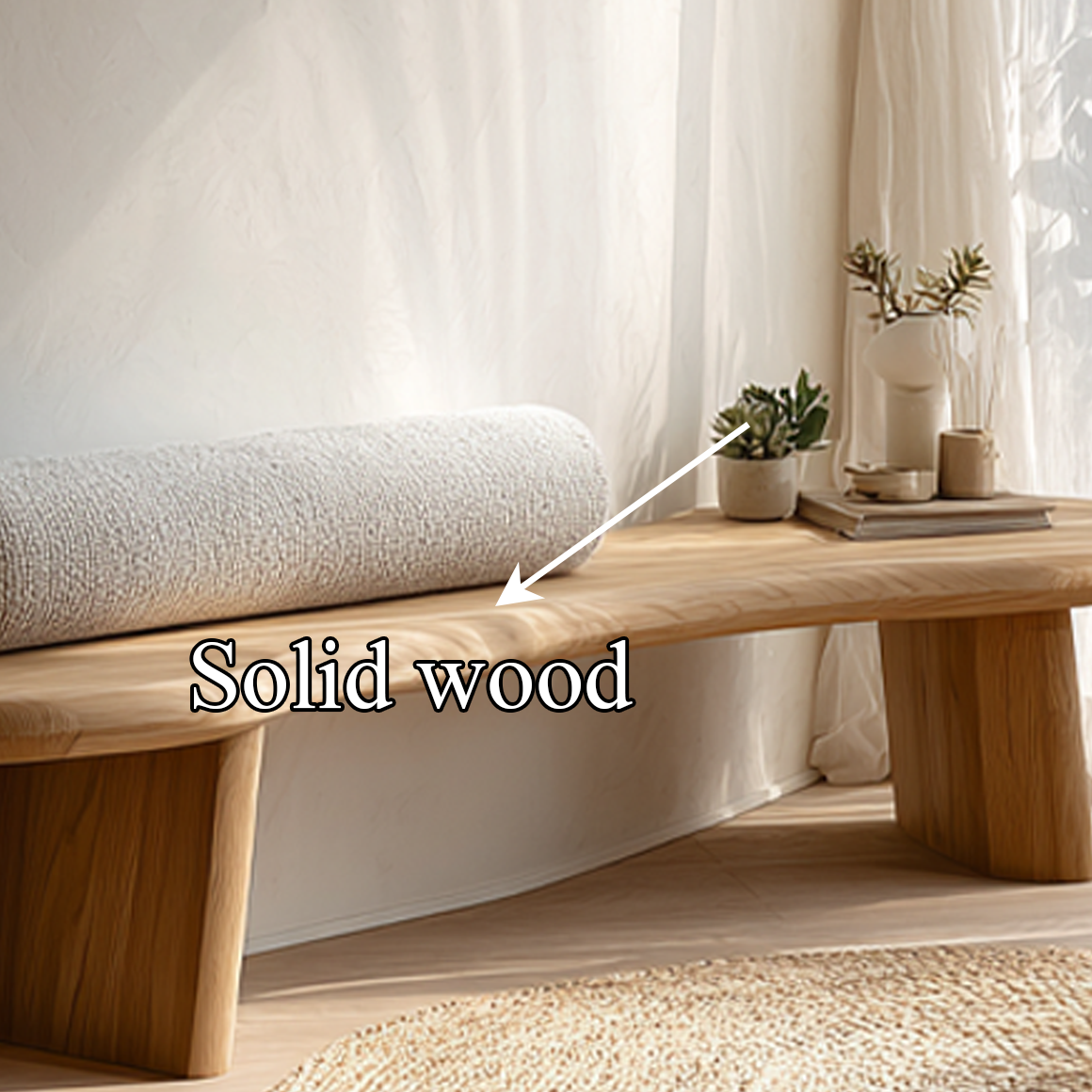 Mid Century Wooden Bench Living Room Entryway SINLSARS034