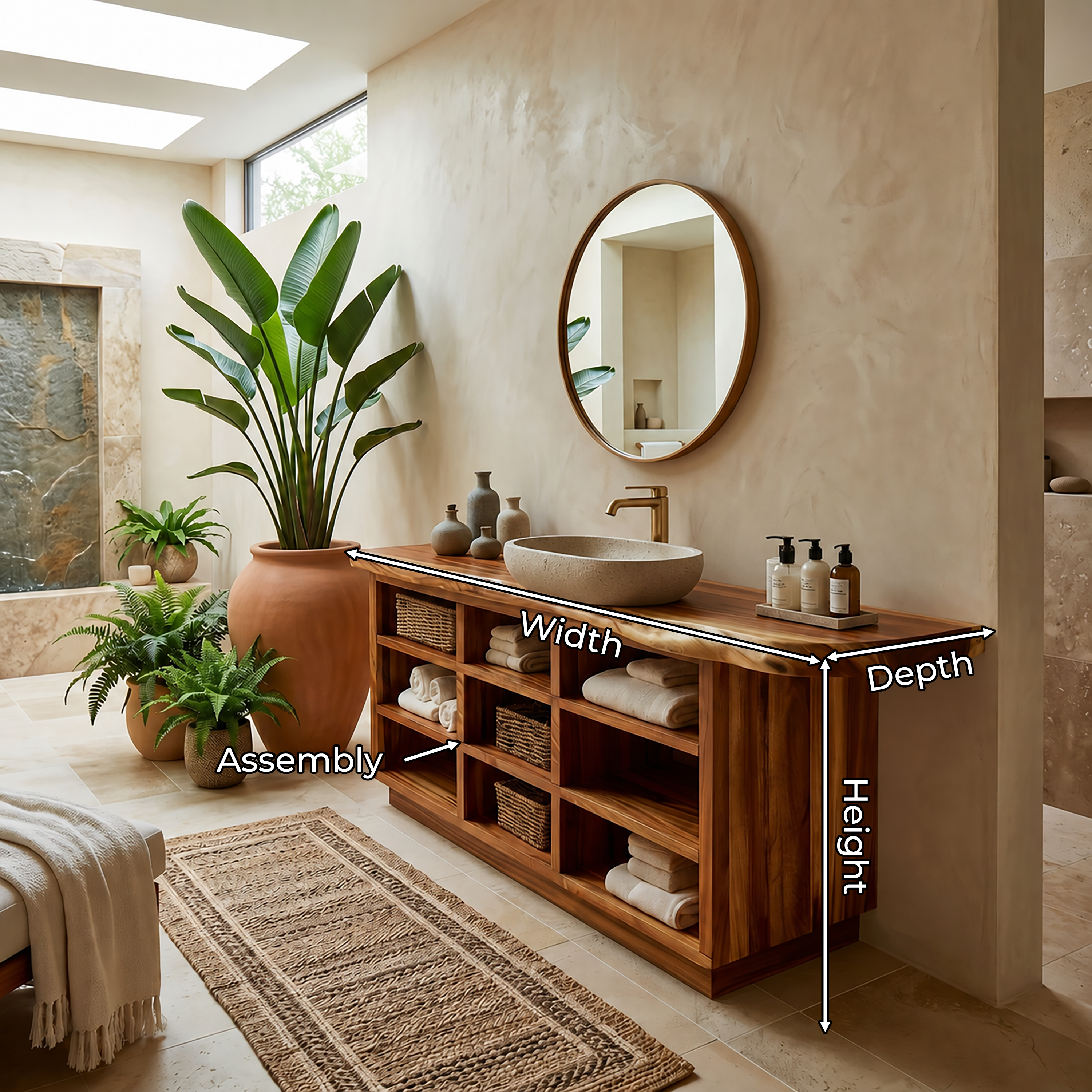 Japandi Wood Washstand Vanity For Zen Bathroom SILDTTRBRV164