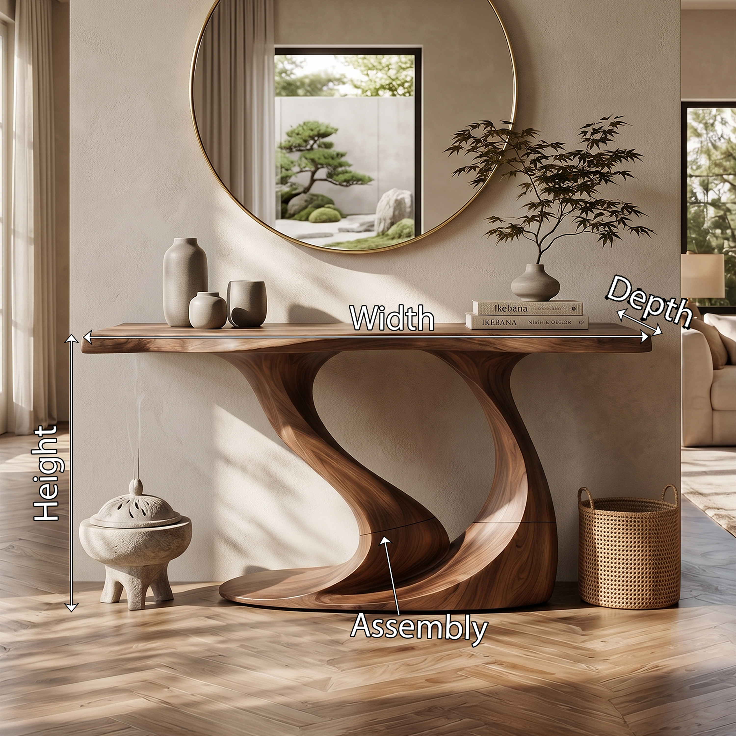 Contemporary Wave Base Console Table Luxury Hallway SILDTTRCS079