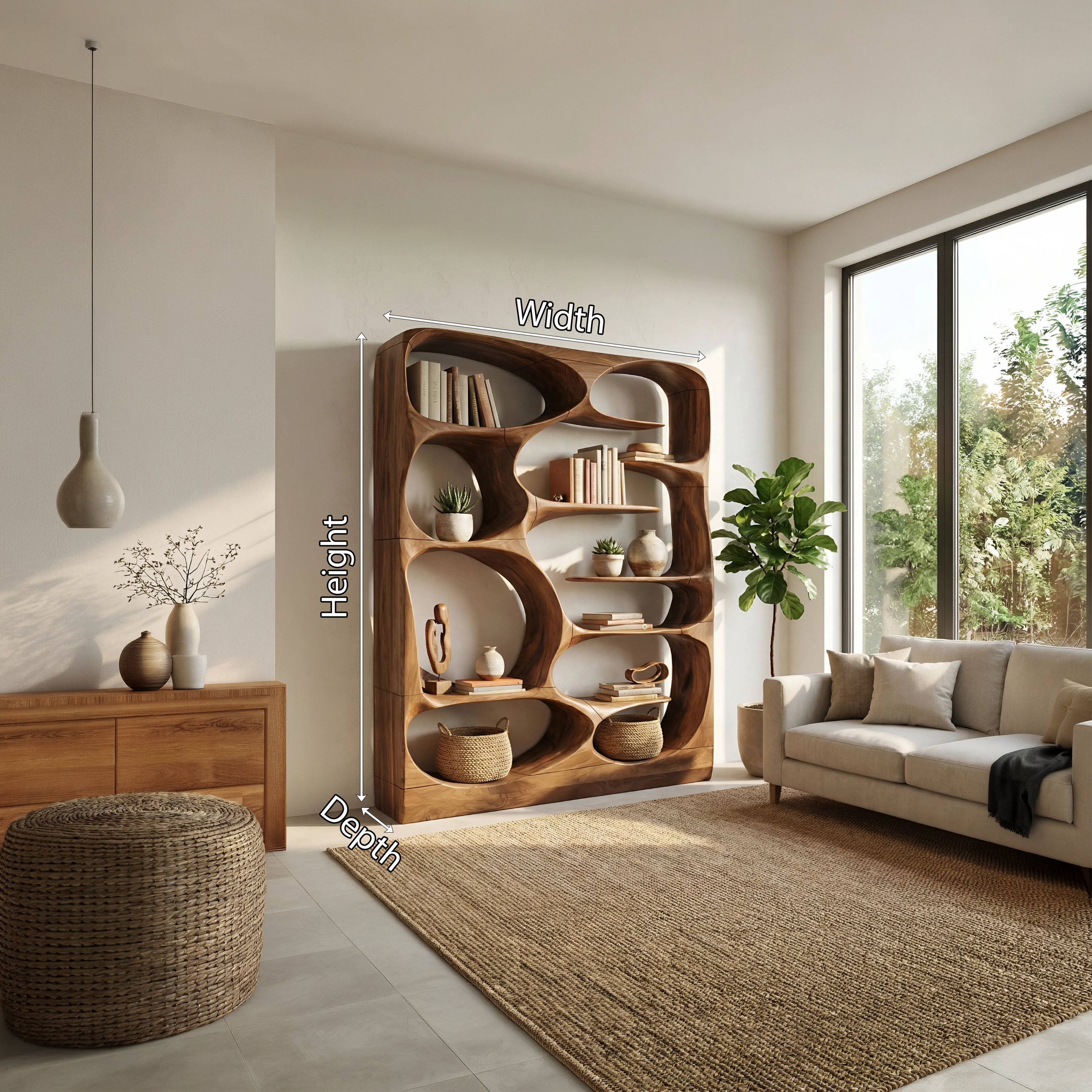 Modern Sculptural Bookshelf Storage Organizer For Living Room SILDTTNBS001