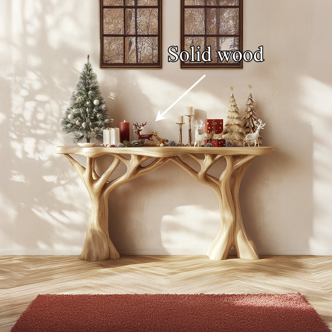 Rustic Organic Console Table Christmas Entryway Seasonal Decor SINLSACS343