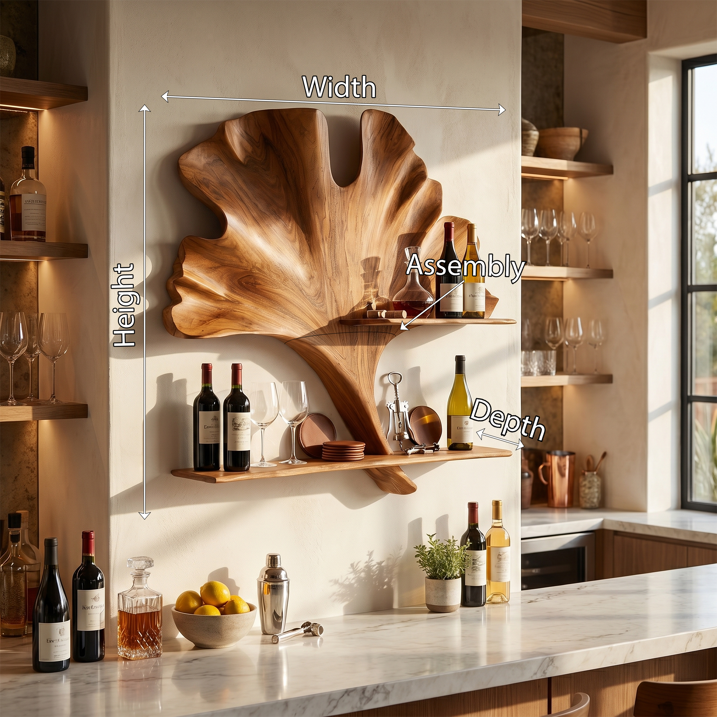 Farmhouse Wall Wine Stand For Kitchen Bar Storage Nook SILDTTRWH079