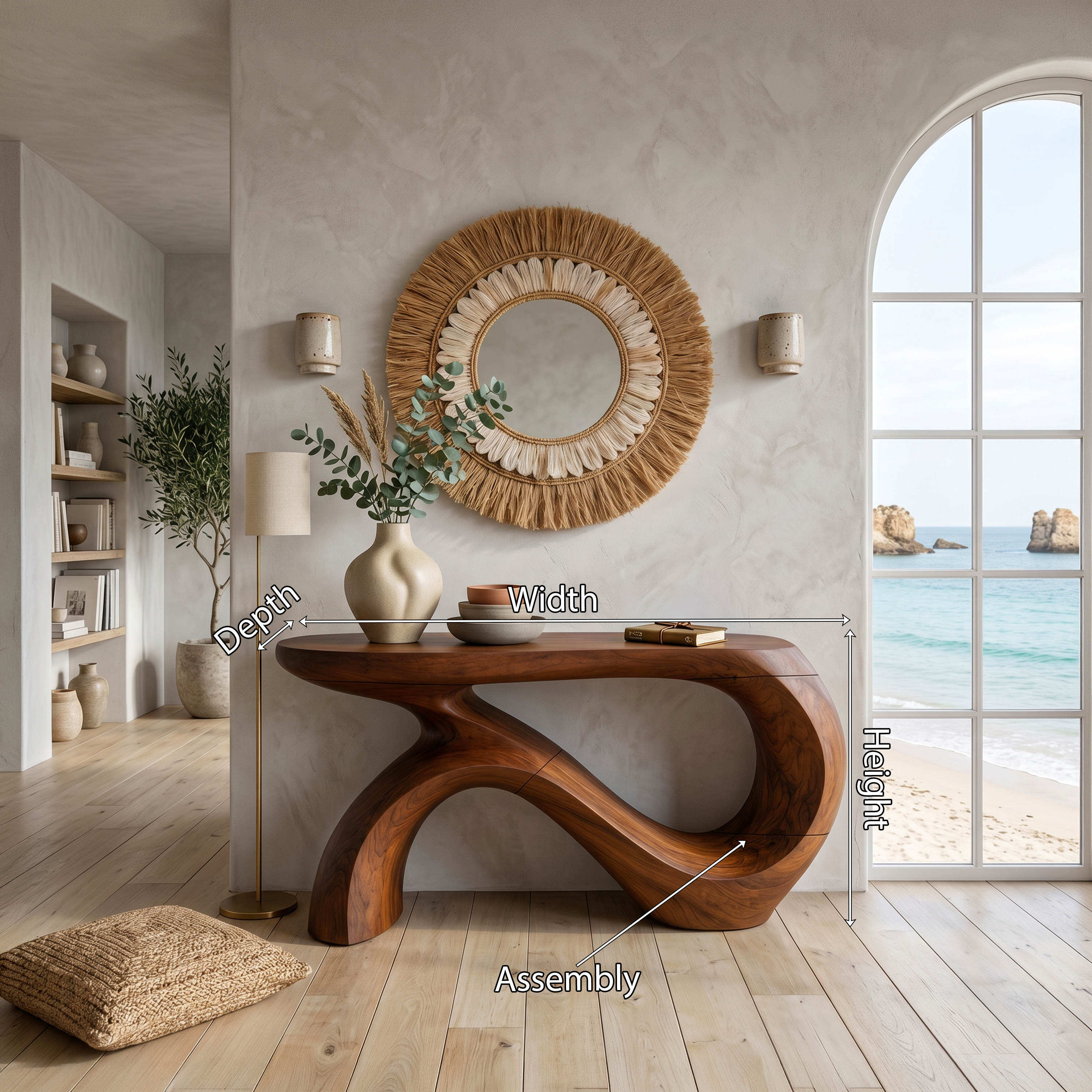 Modern Curved Console Table For Entryway Interior Space SILDTTNCS106