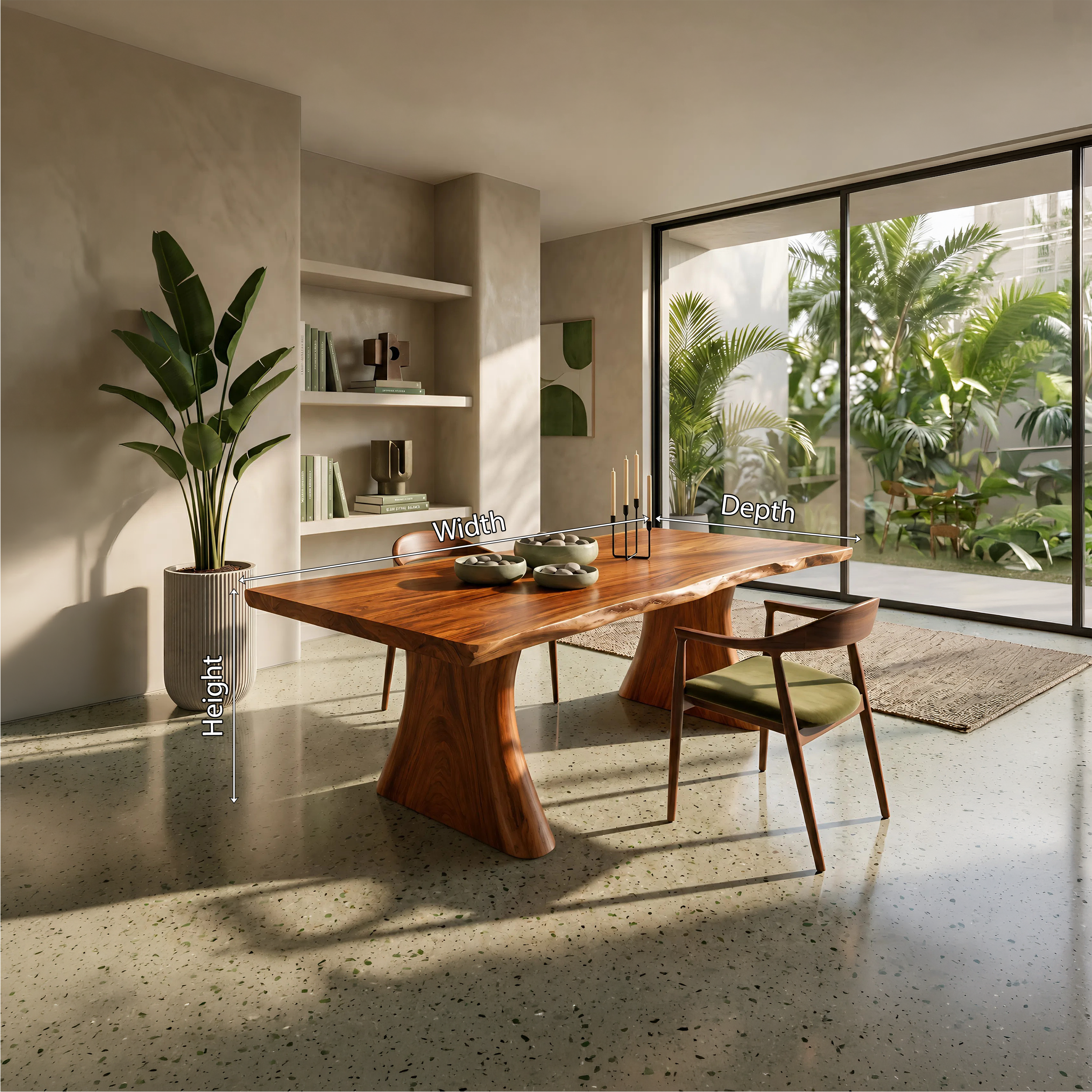 Mid Century Thick Top Dining Table For Contemporary Dining SILDTTNDN028