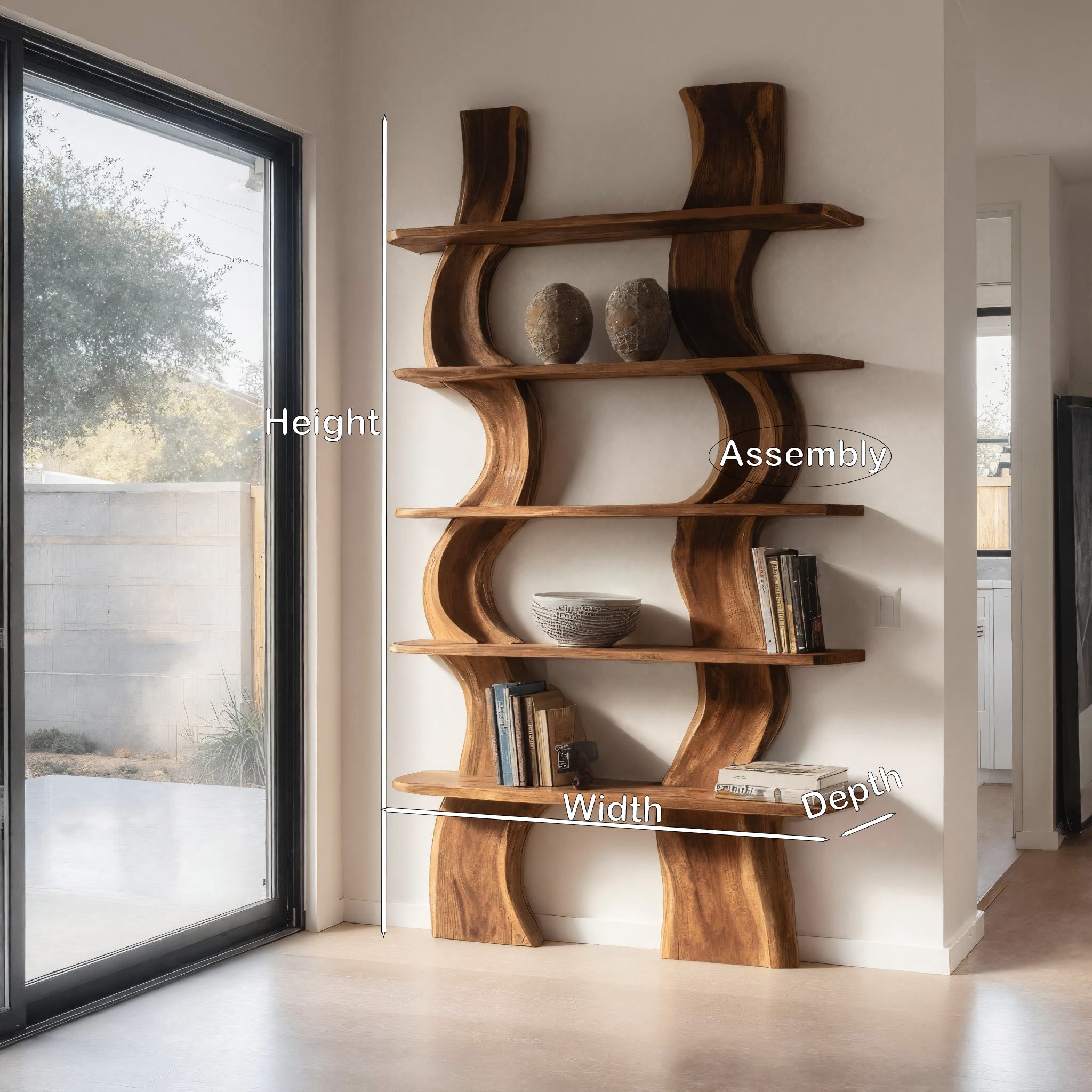 Organic Carved Shelf Storage Display For Home Office RTTHHNFL032