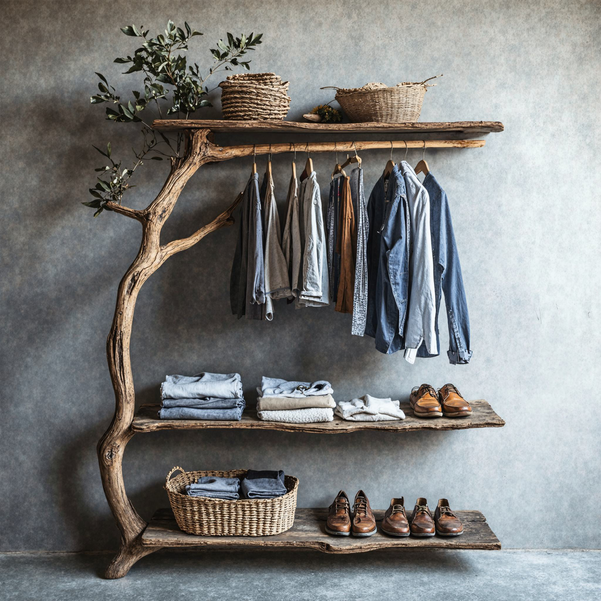 Tree Branch Rack Wall Coat Rack With Shelf Wall Mount SINLTB088