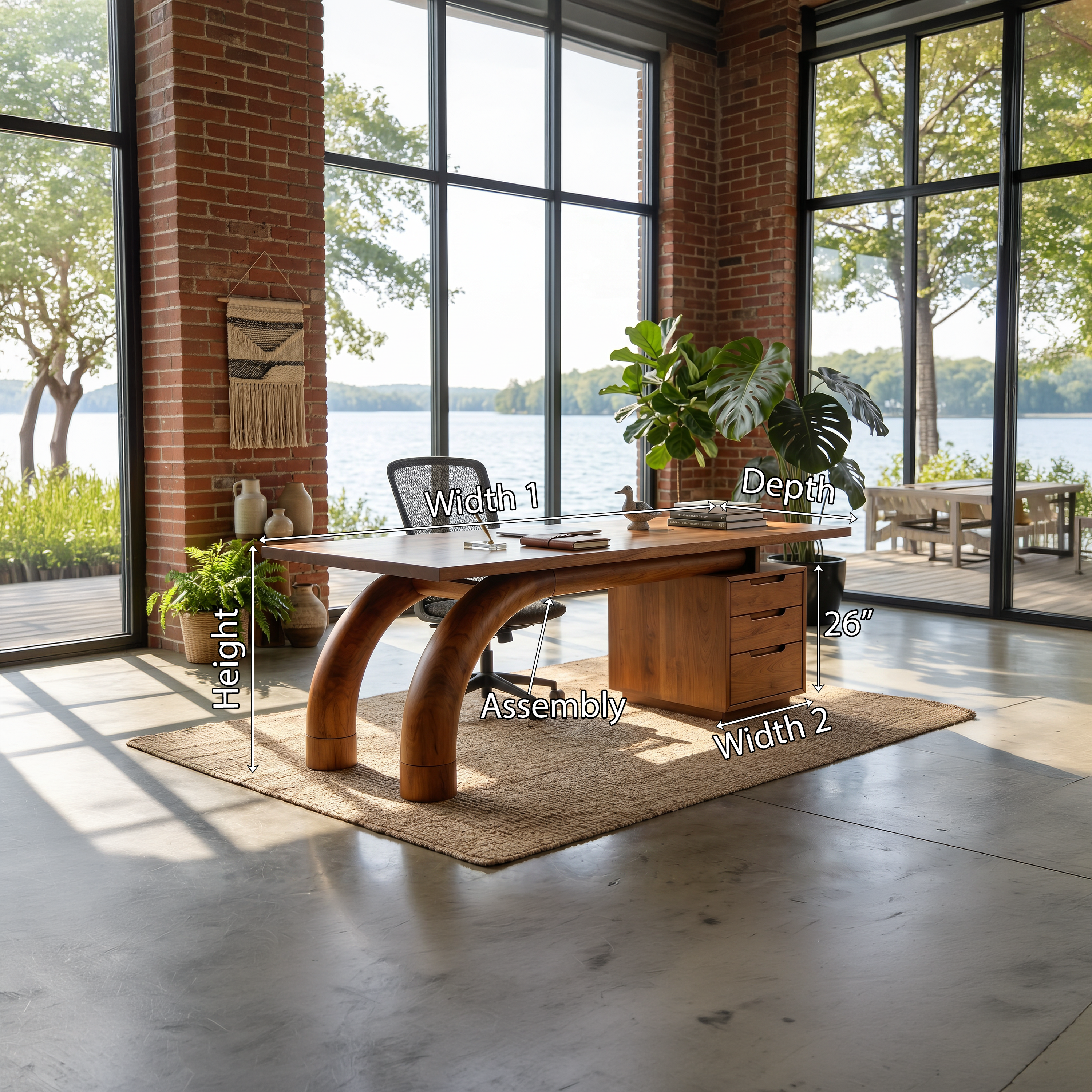 Modern Curved Desk With Open Shelf For Home Office SILDTTNDE030