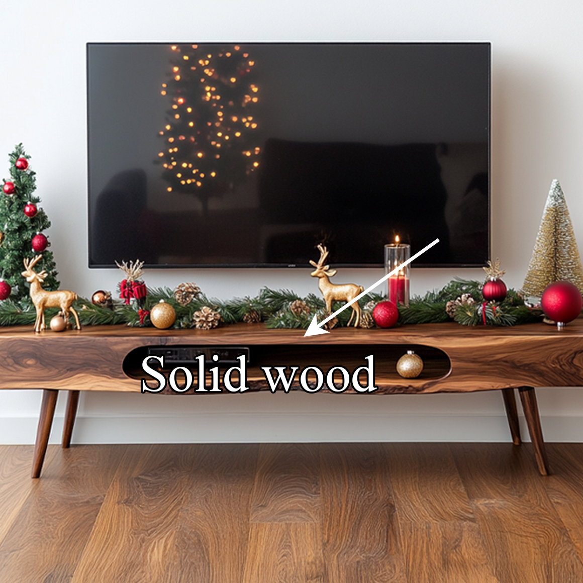 Mid Century Christmas TV Stand Modern Winter Living Room SINLSASC222