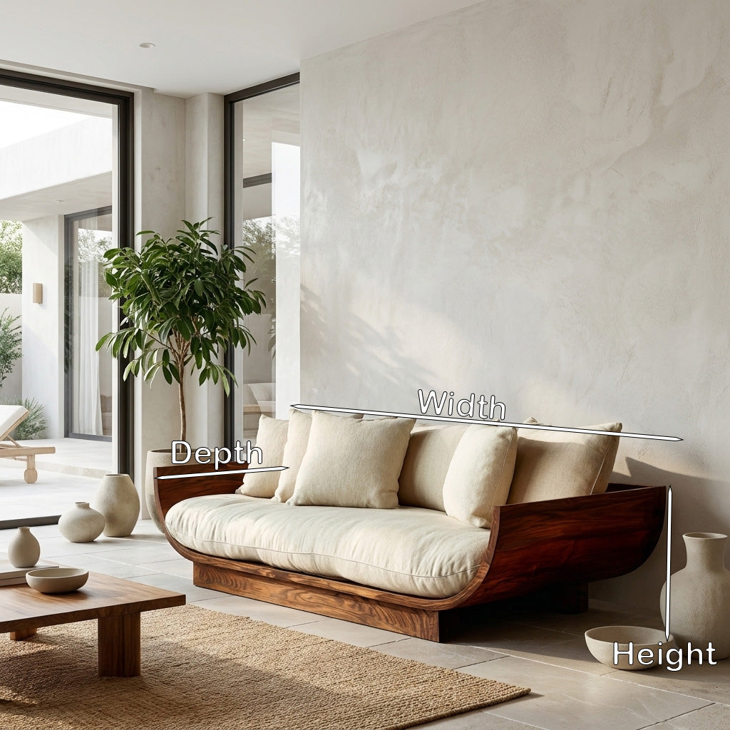 Wooden Sofa With Curved Form For Living Room RTTHHNSFA042