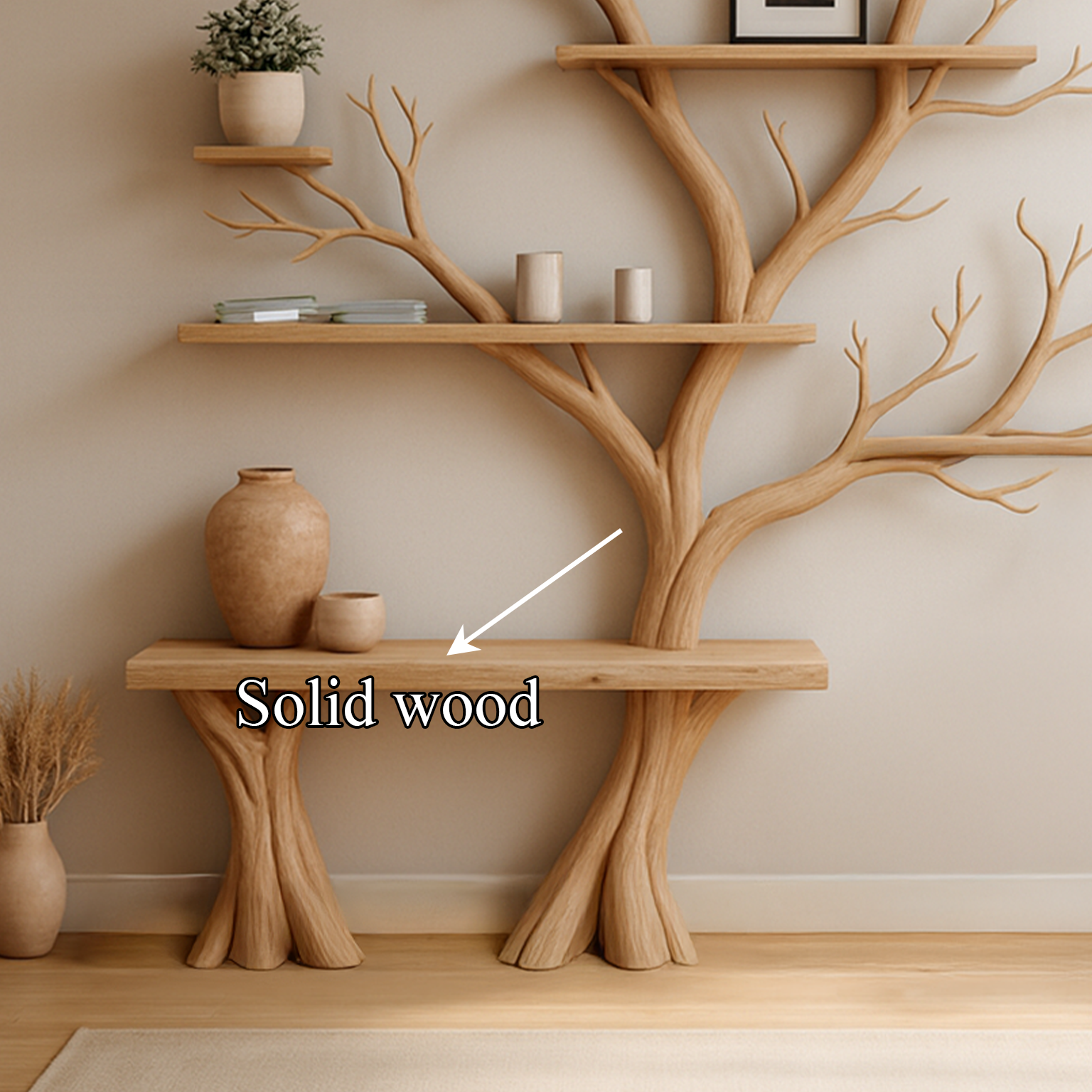 Rustic Artistic Tree Wall Bookcase Bedroom SINLSATB265