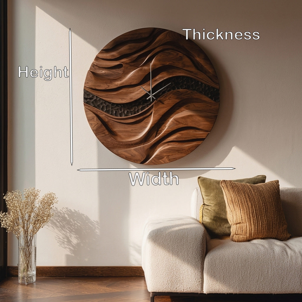 Organic Wooden Wall Clock For Living Room Decor RTTHHNWAC023