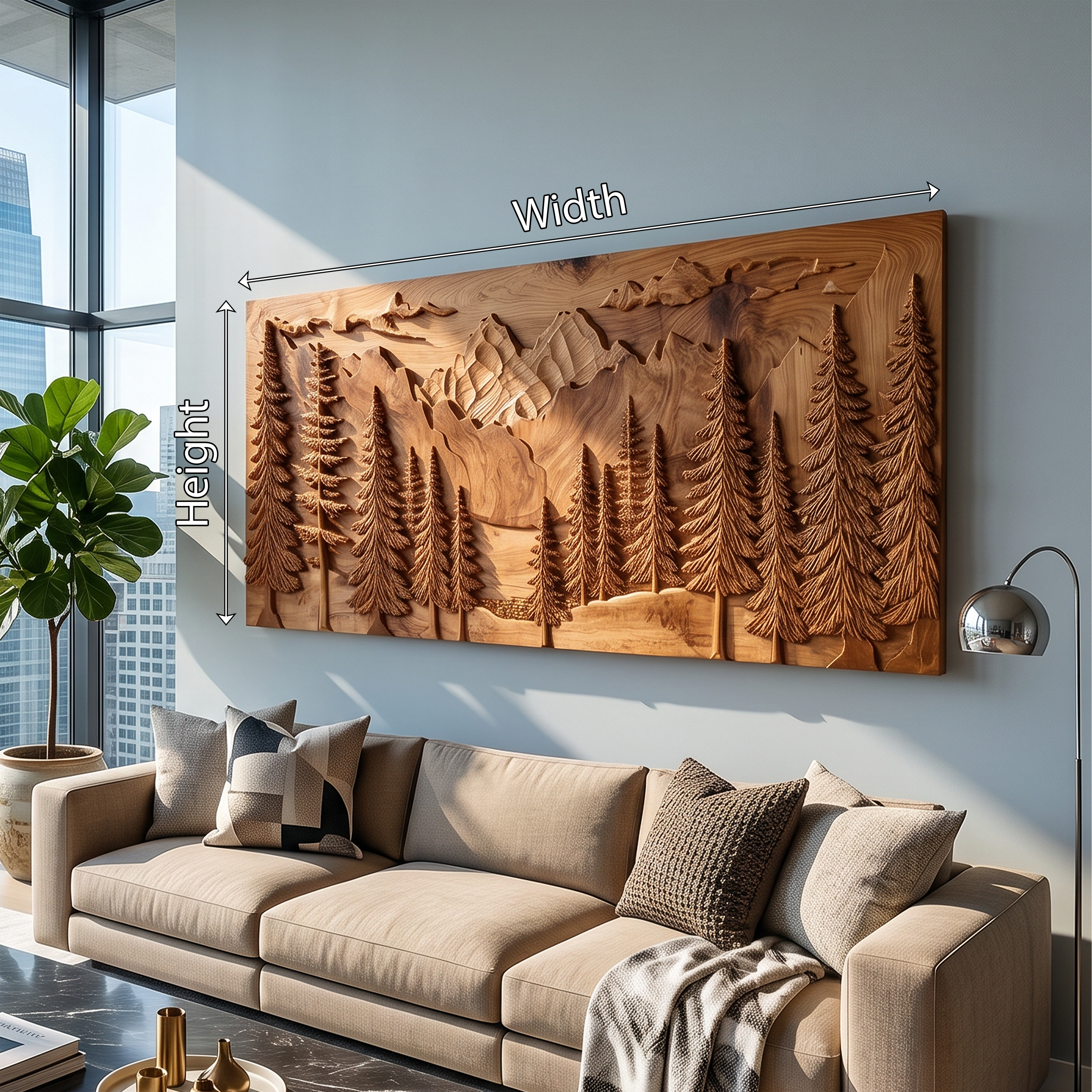 Luxury Carved Pine Forest Wood Wall Art Lodge Interior Decor SILDTTRWA107