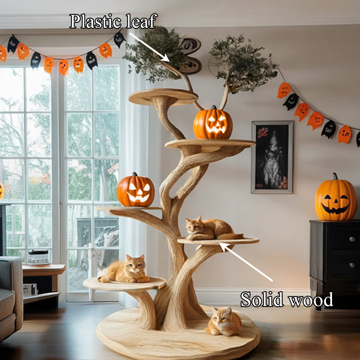 Rustic Halloween Cat Tree Tower Living Room SINLSAHW021