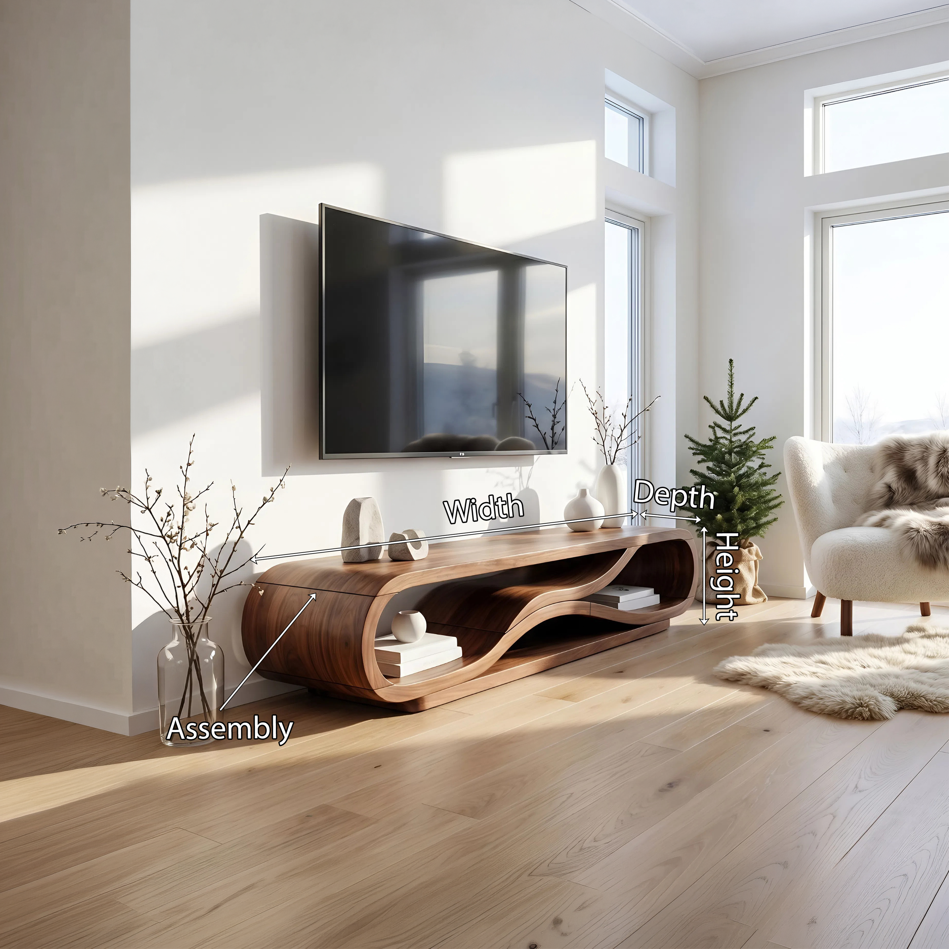 Modern Curved TV Cabinet For Home Interior SILDTTNTVC121