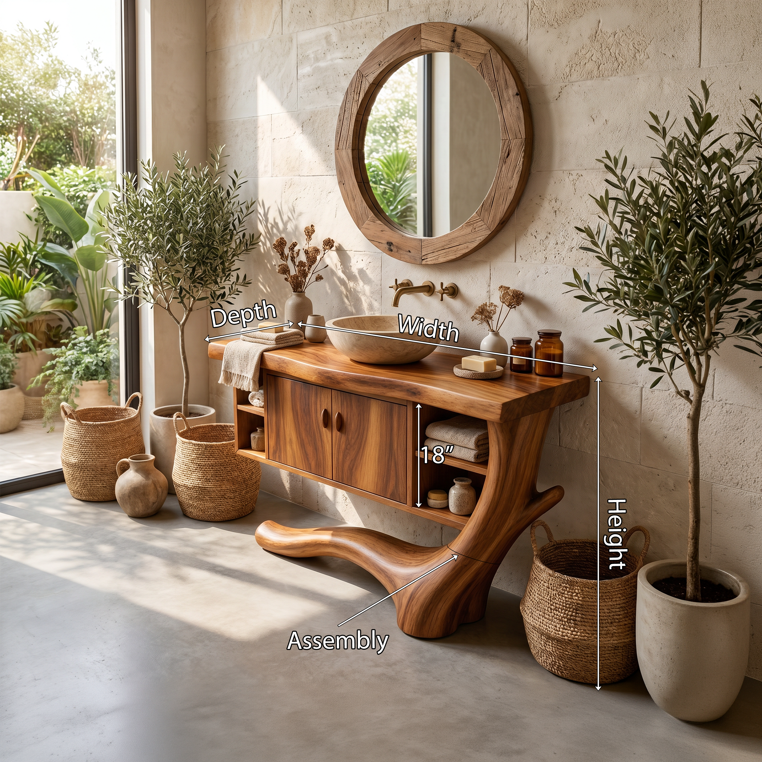 Minimalist Floating Vanity With Side Shelf For Apartment SILDTTNBRV059