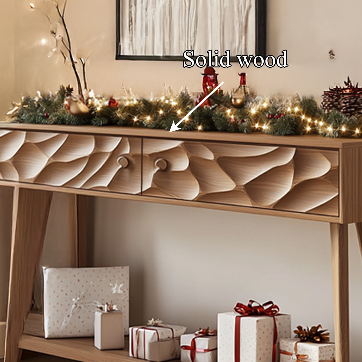 Mid Century Carved Console Table Holiday Decor Living Room SINLSACS336