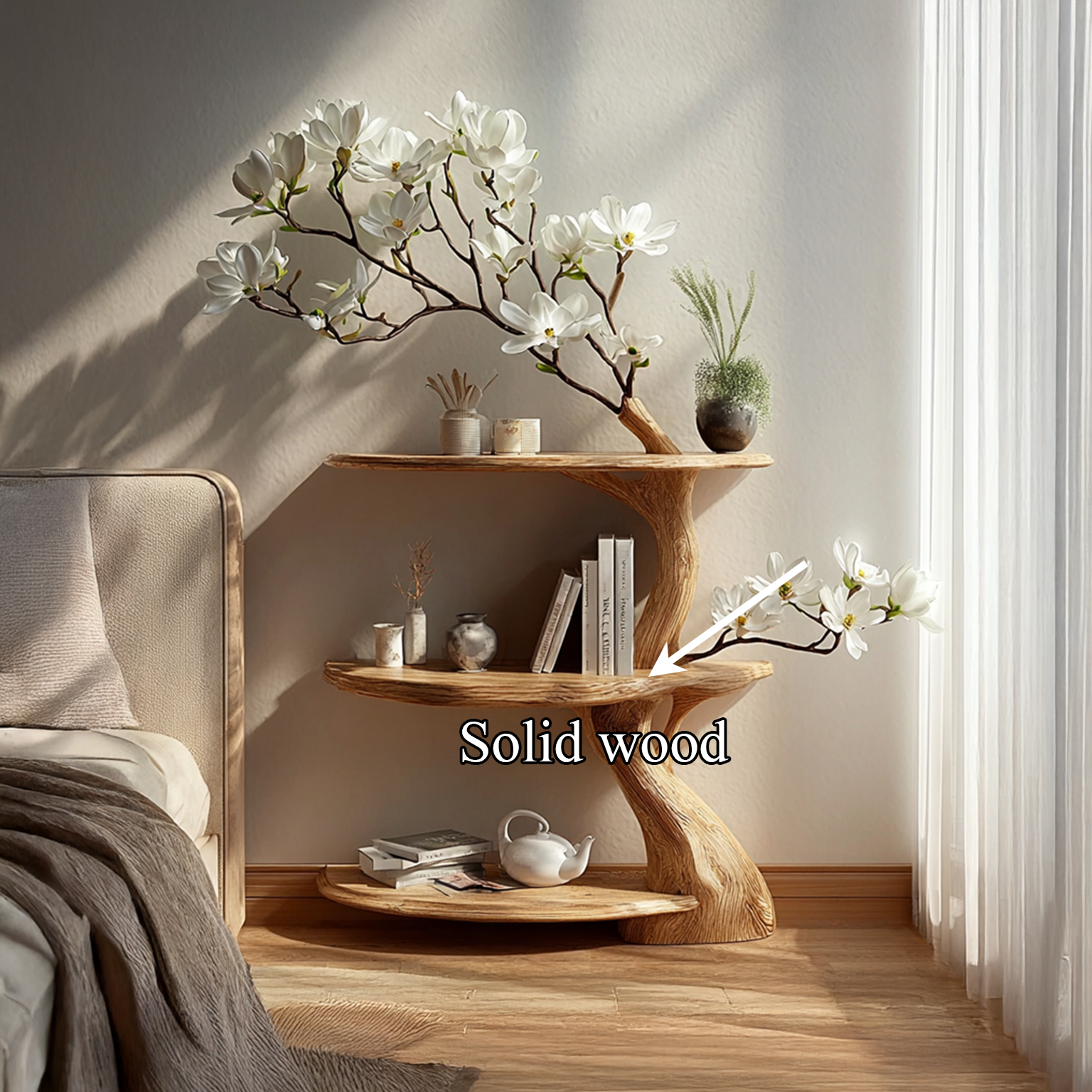 Rustic Tree Nightstand Bedroom SINLSABT007