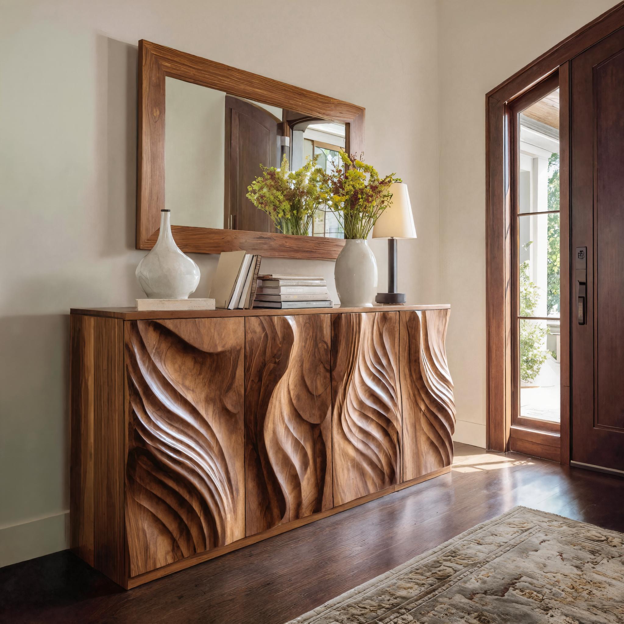 Luxury Credenza Sculpted Door Storage Furniture For Living RTTHHNSD006