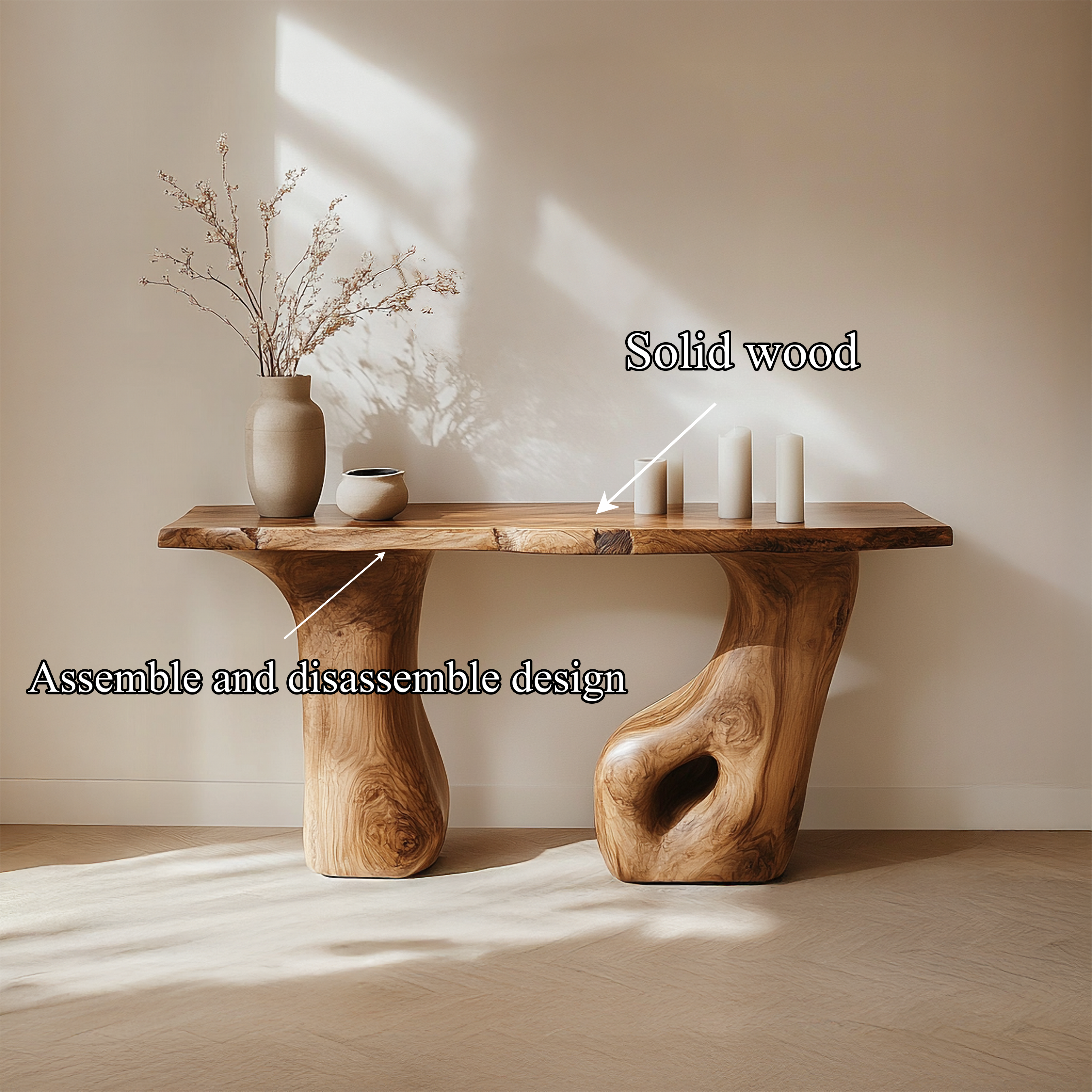Rustic Nature Inspired Sculpted Console Living Room Interior Architectural Piece SINLSACS445