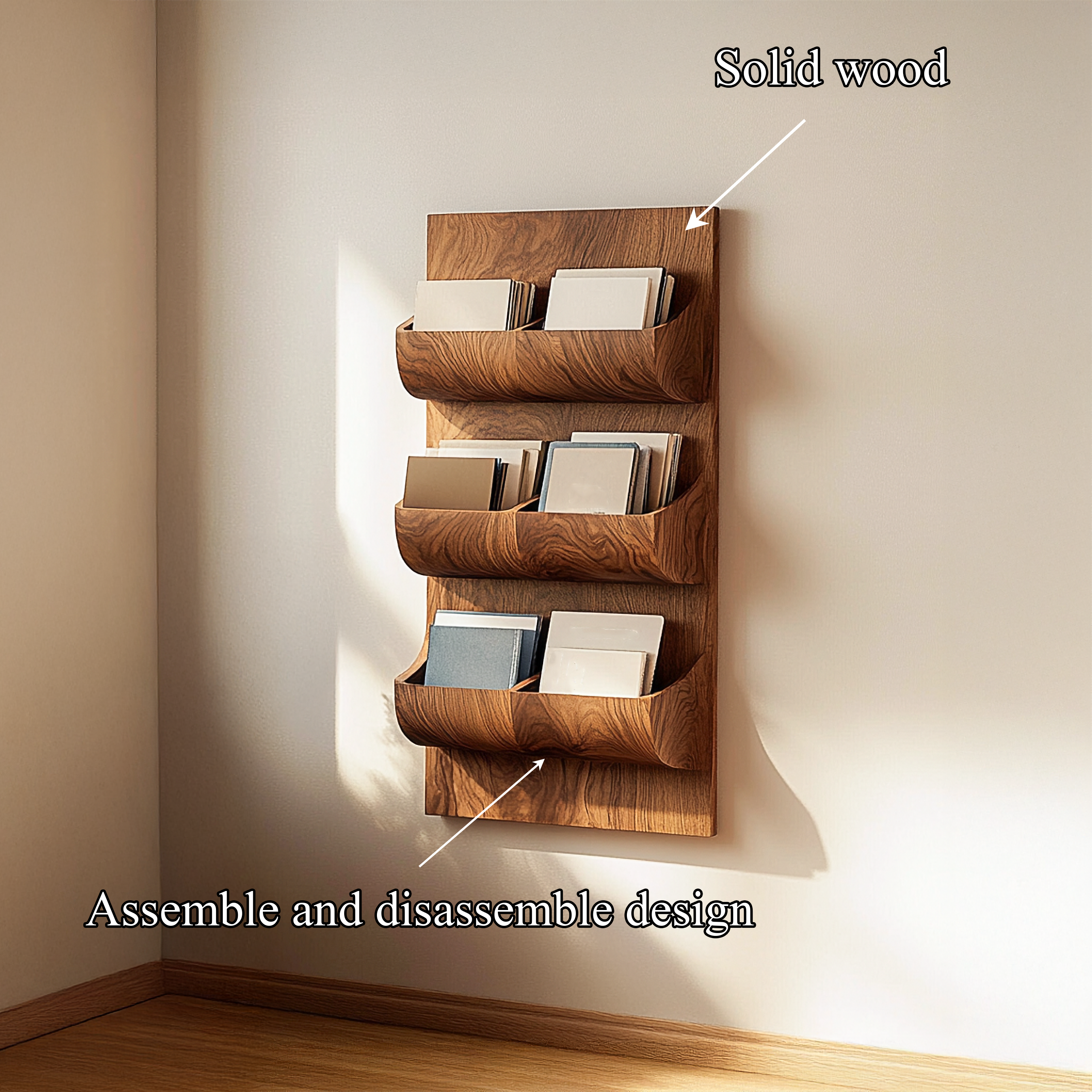 Sculptural Wall Mounted Mail Organizer Entryway Interior Vertical Storage SINLSAFL370