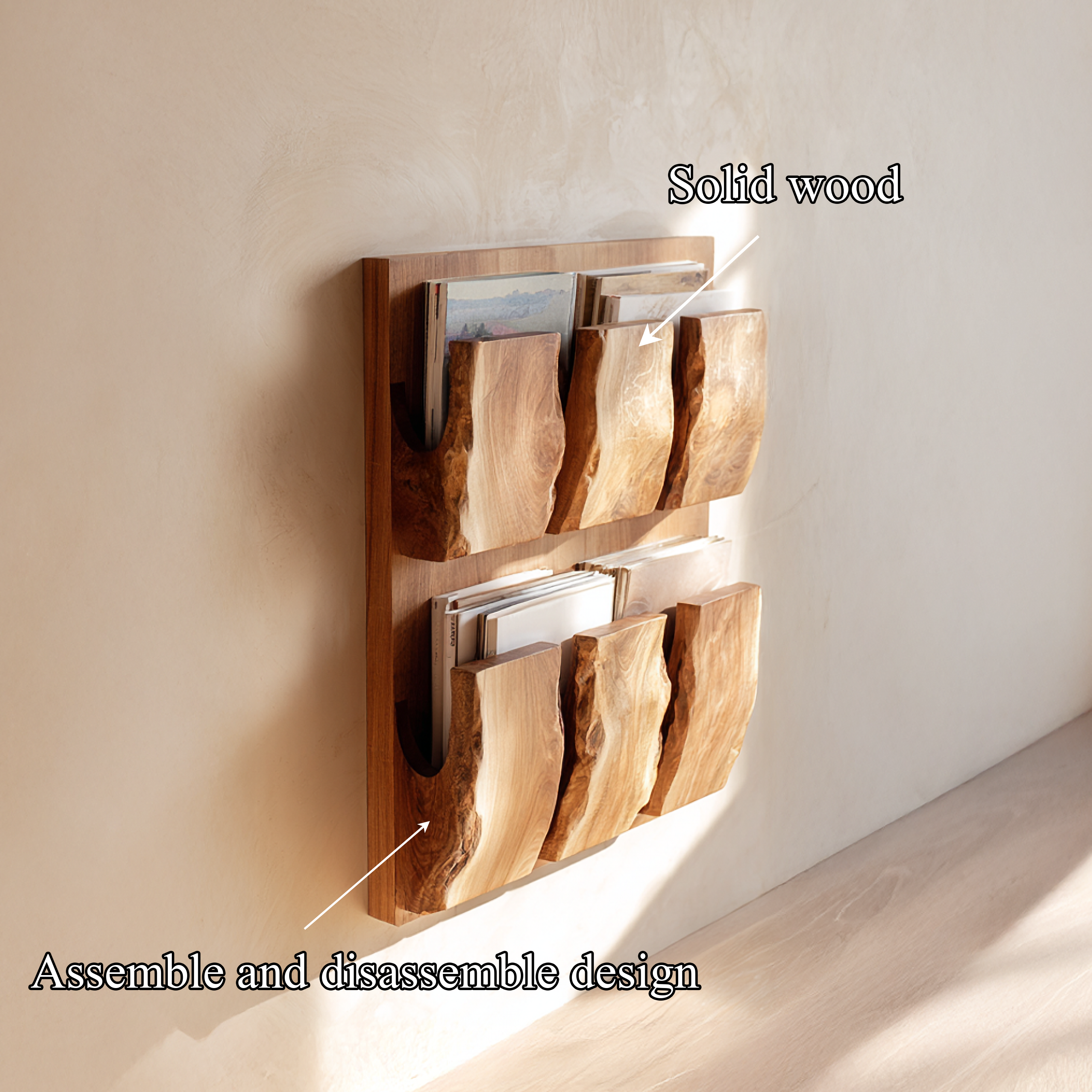 Rustic Nature Inspired Wooden Wall Organizer Home Interior Accent Storage SINLSAFL372