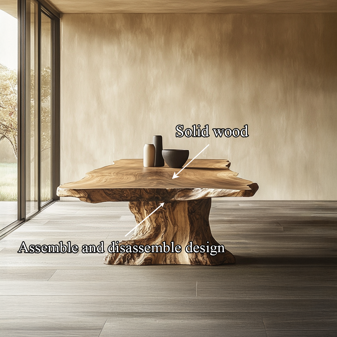 Rustic Sculptural Dining Table For Living Room Or Dining Room SINLSADT150