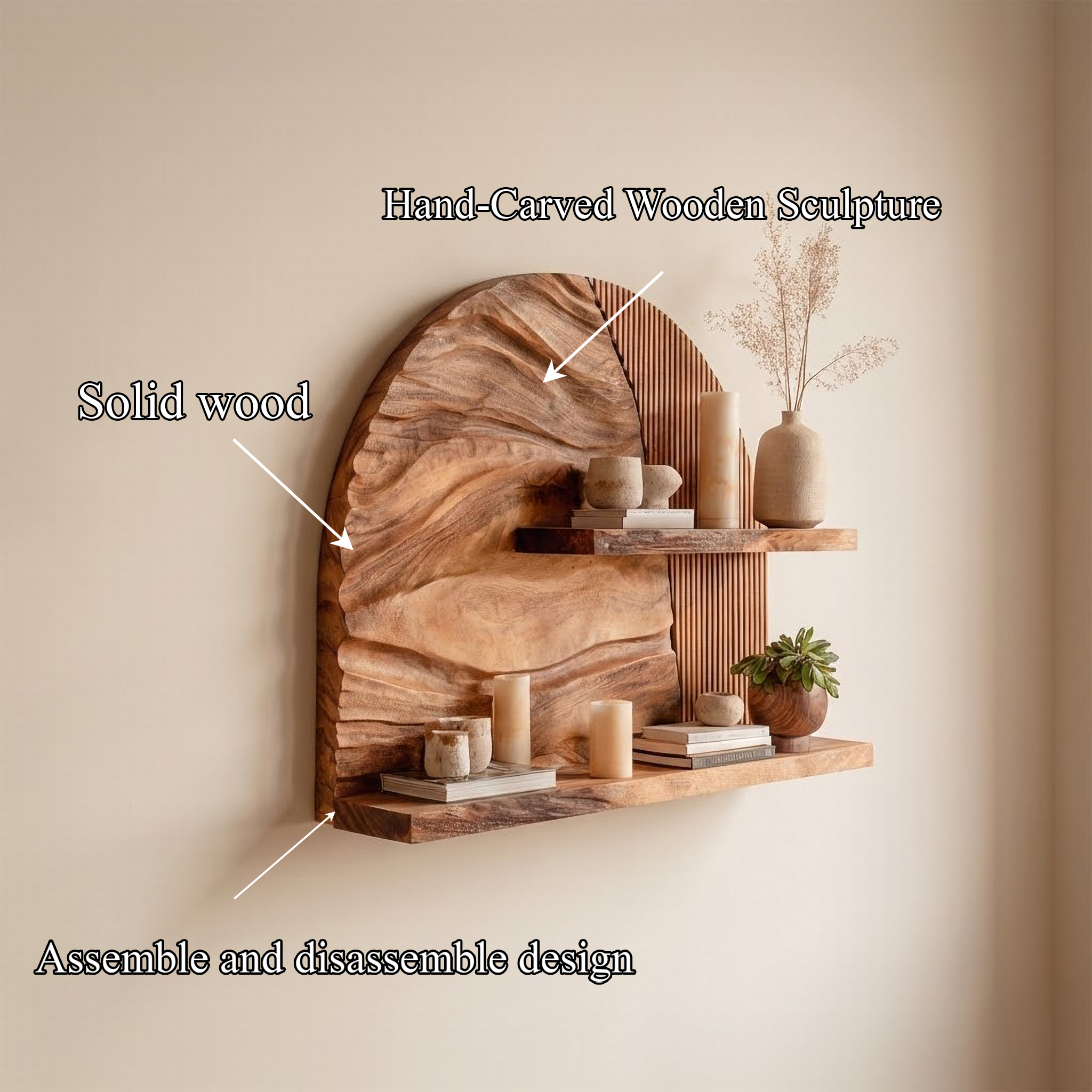 Rustic Wall Mounted Shelf For Living Room And Bedroom SINLSAFL445