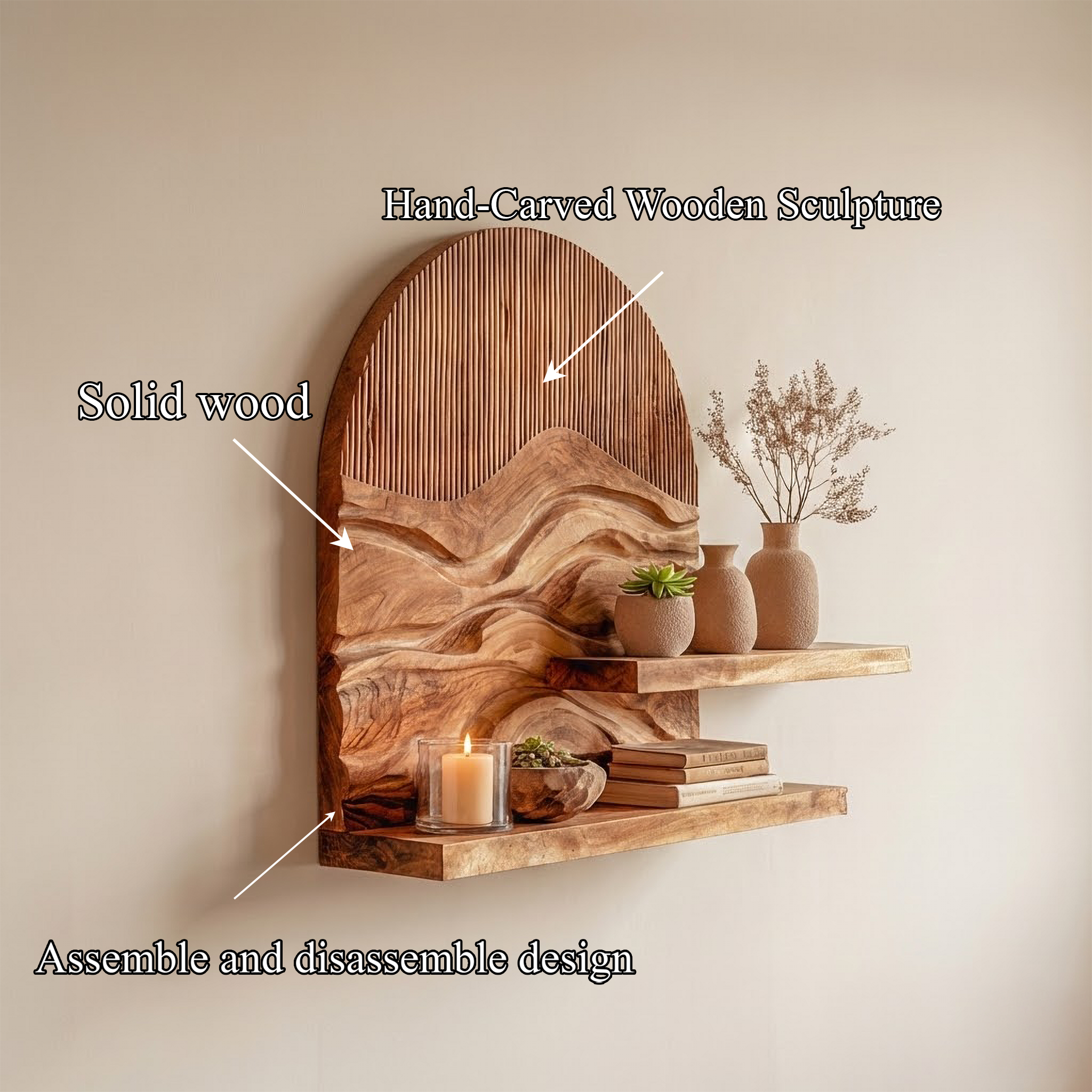Rustic Artistic Wall Shelf For Living Room Or Home Decor SINLSAFL446