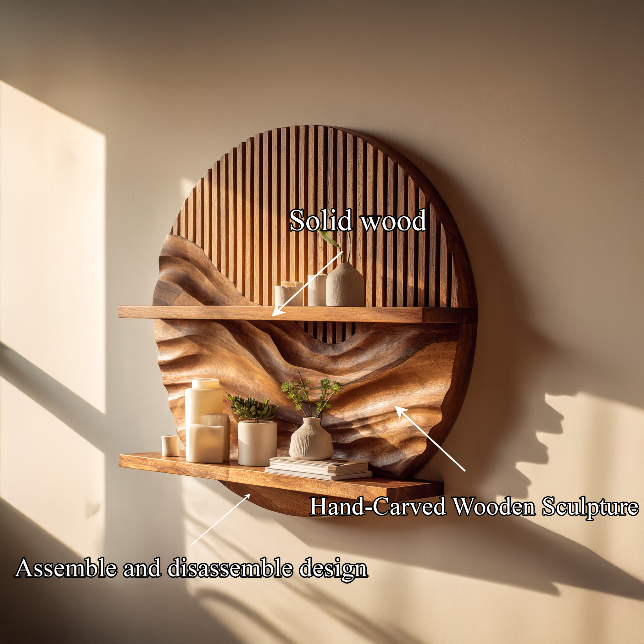 Rustic Minimal Wall Shelf For Living Room Or Modern Interior SINLSAFL448