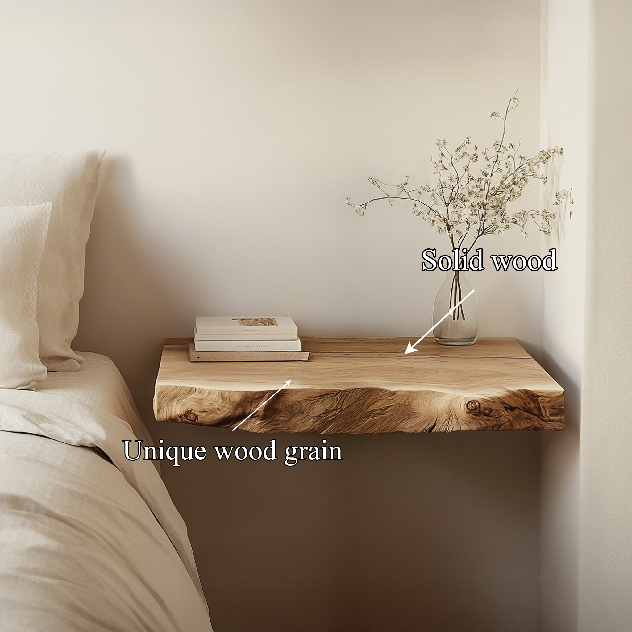 Rustic Floating Nightstand For Bedroom And Small Space SINLSAFL461