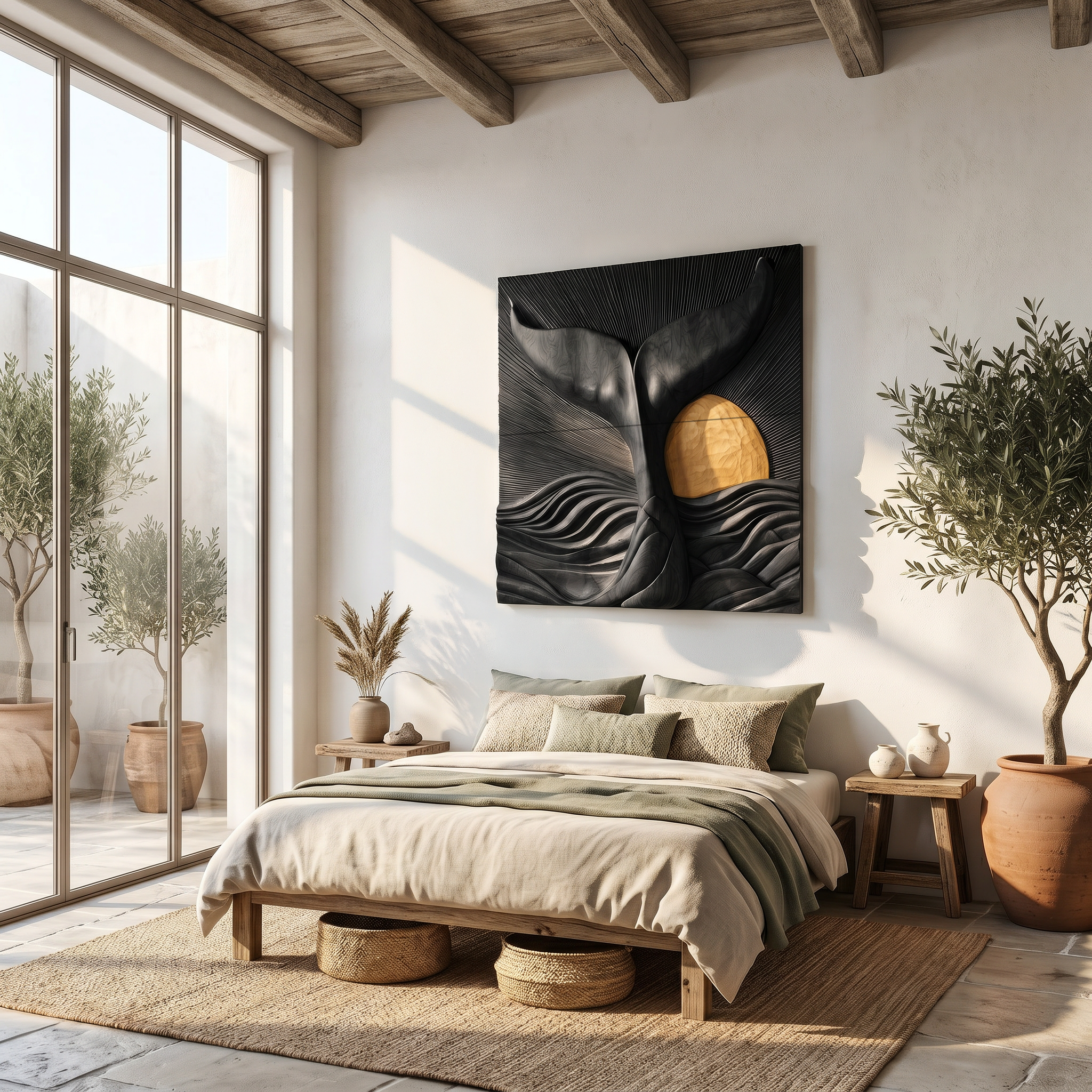 Abstract Botanical Wall Art Panel For Living Room And Entryway SINLSAWD088
