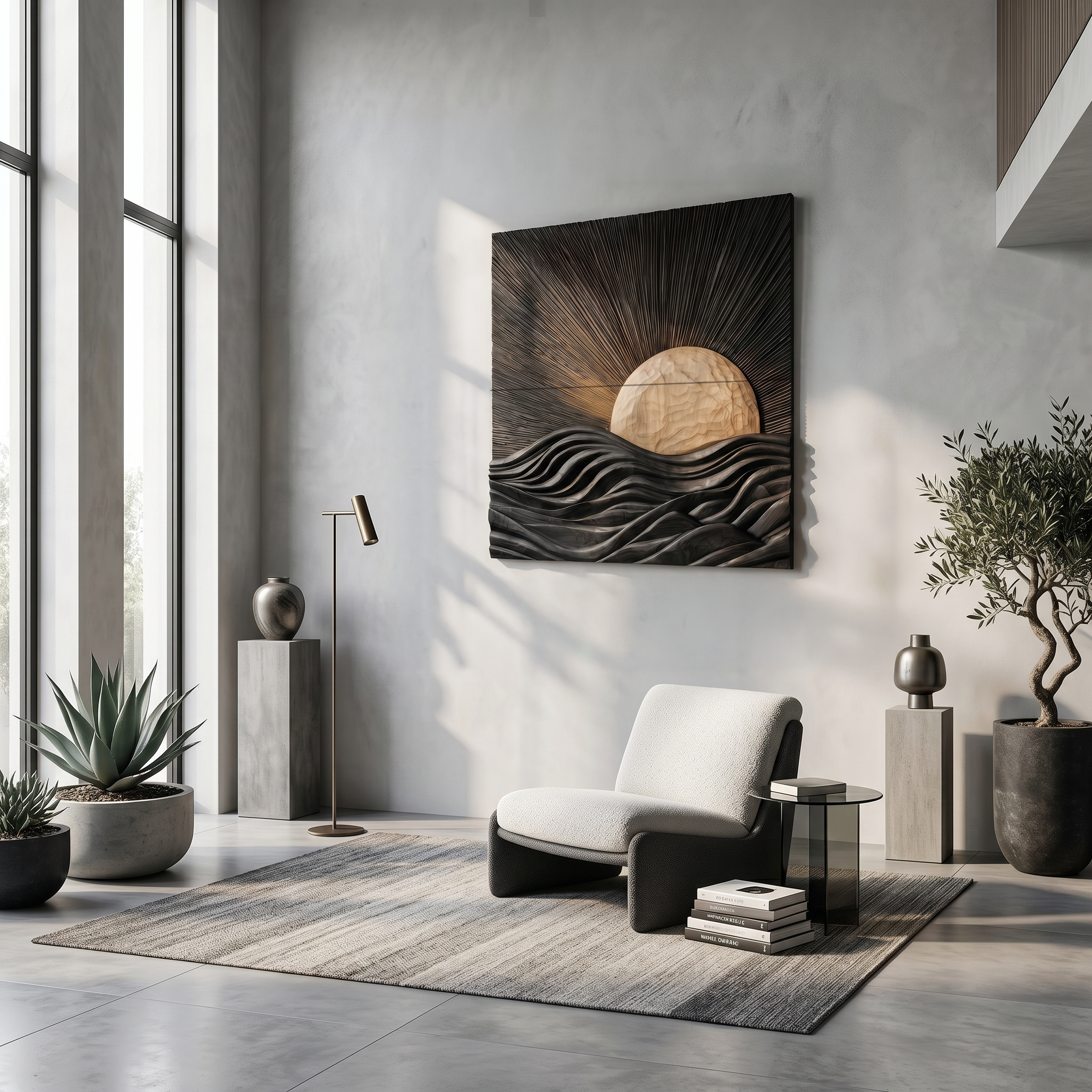 Organic Sunrise Wall Art Panel For Living Room And Entryway SINLSAWD089
