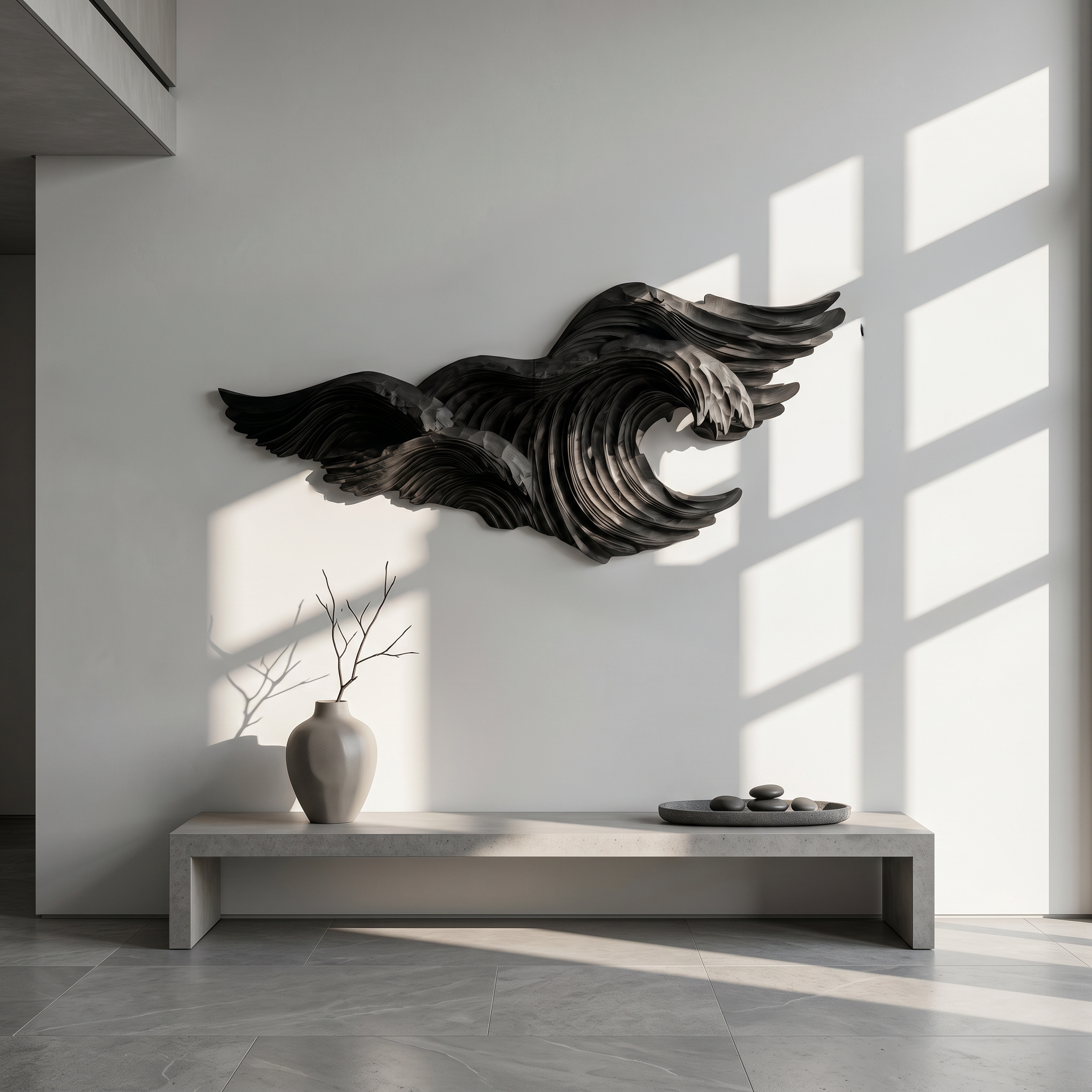 Abstract Wave Wall Art With Sculptural Flowing Design For Living Room And Entryway SINLSAWD097