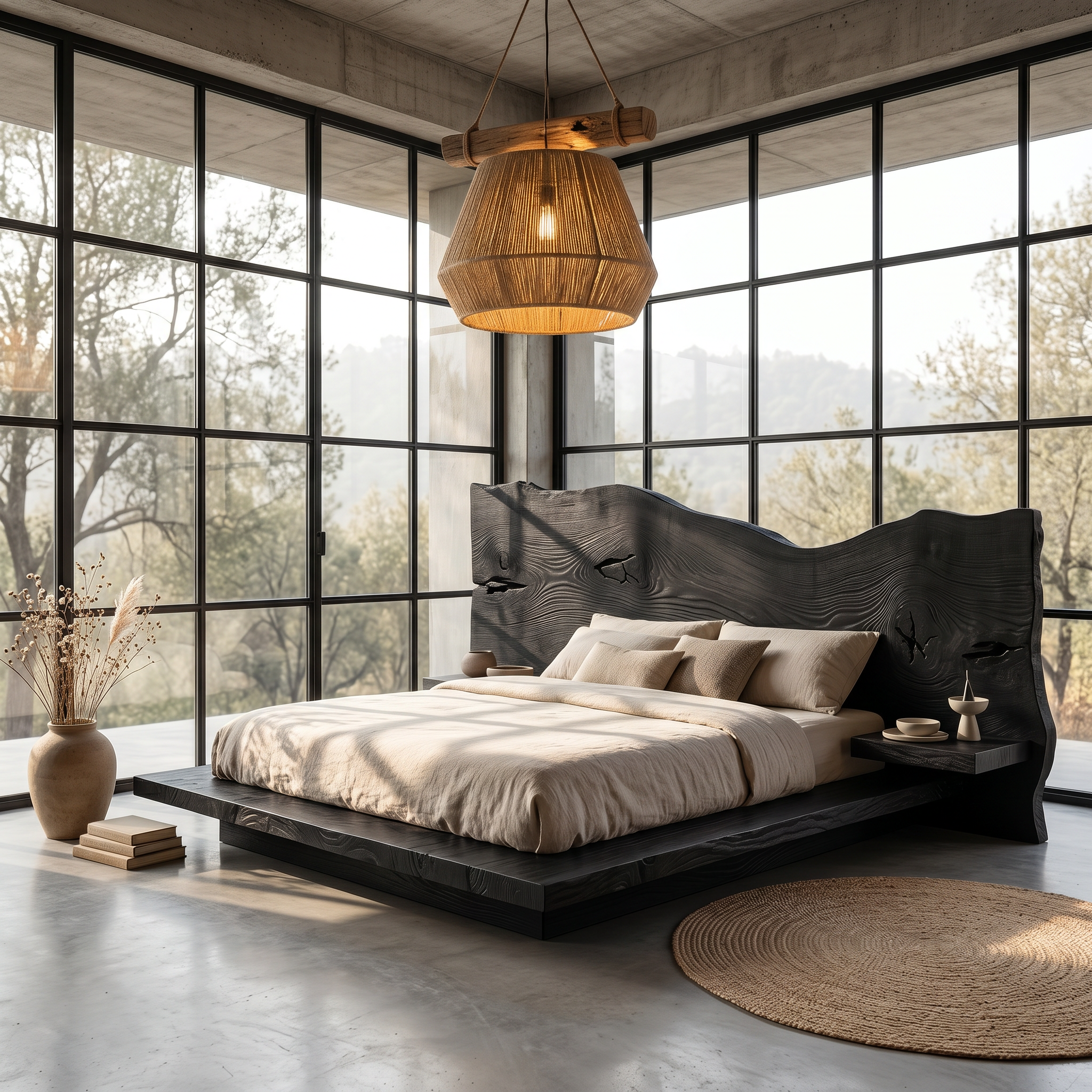 Modern Solid Wood Bed Frame With Floating Platform Design For Bedroom SINLSAWB134