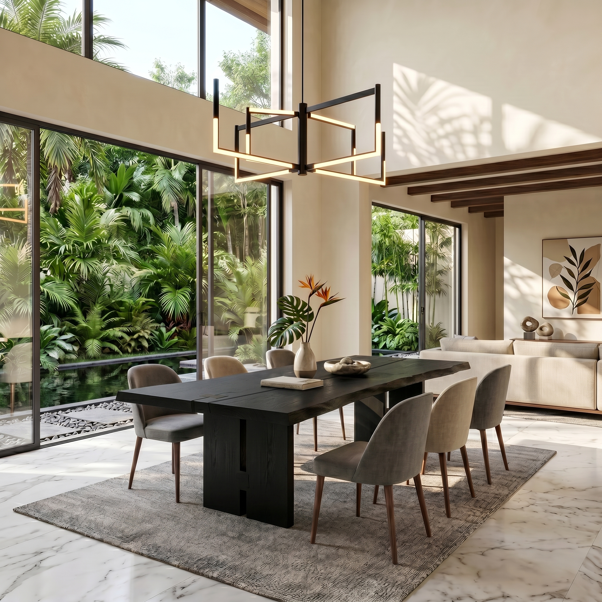 Sculptural Dining Table With Chunky Pedestal Base For Dining Room SINLSADT193