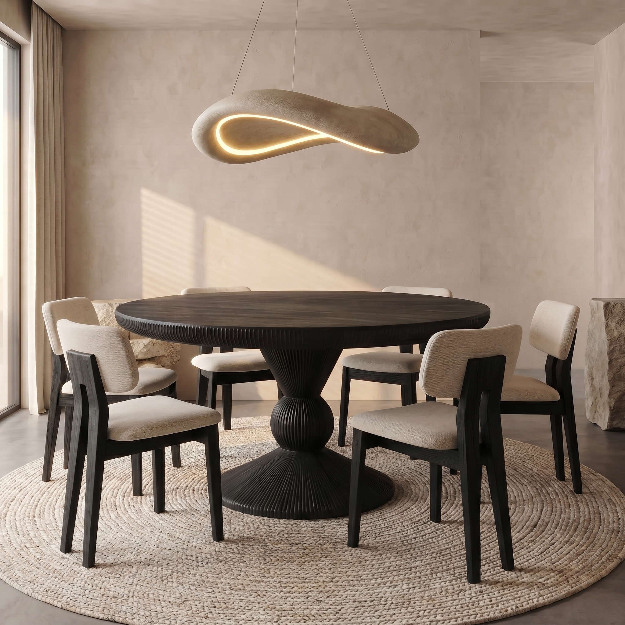 Modern Round Pedestal Dining Table For Dining Room And Kitchen SINLSADT168