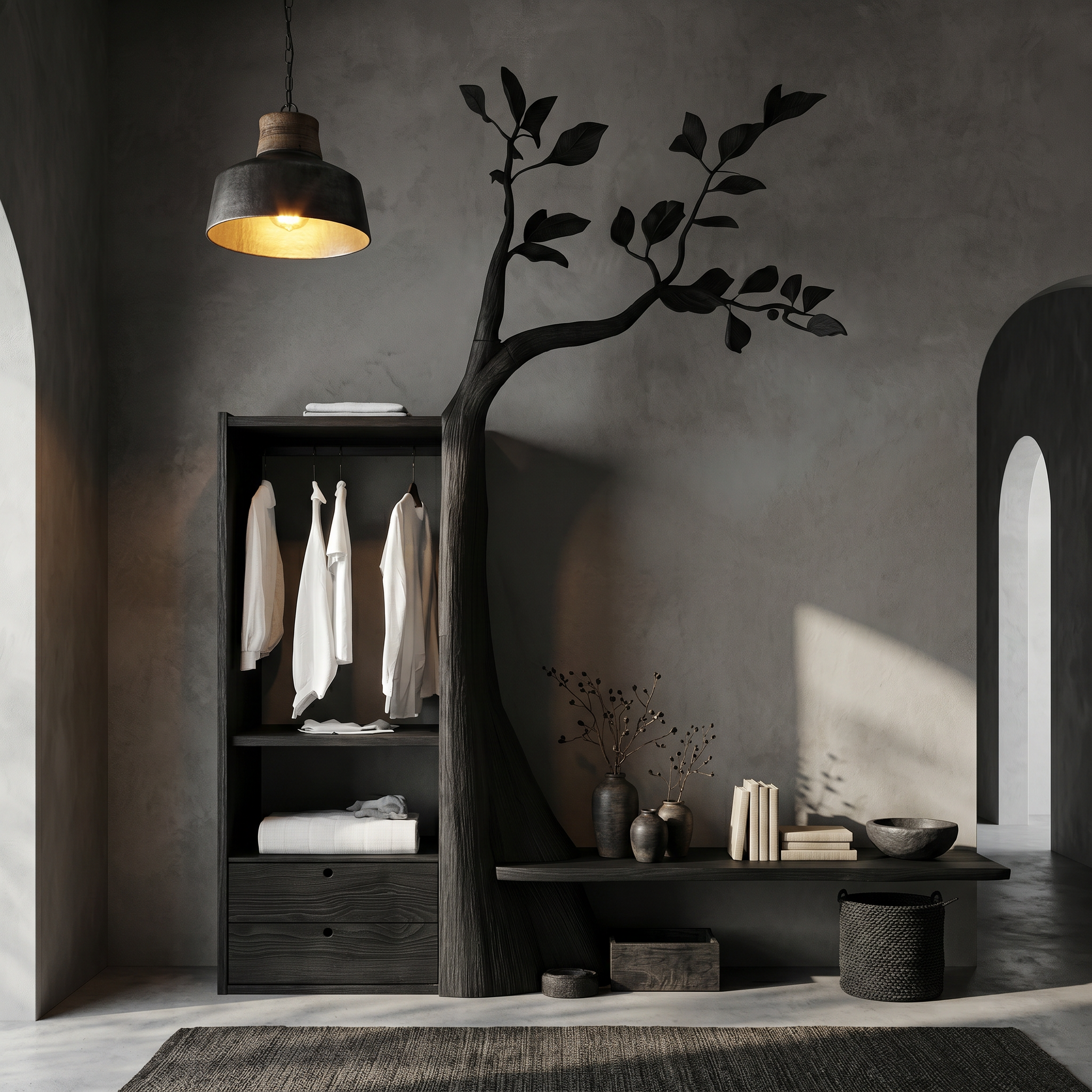Organic Modern Tree Coat Rack Seating Bench Entryway And Bedroom SINLSATCR116