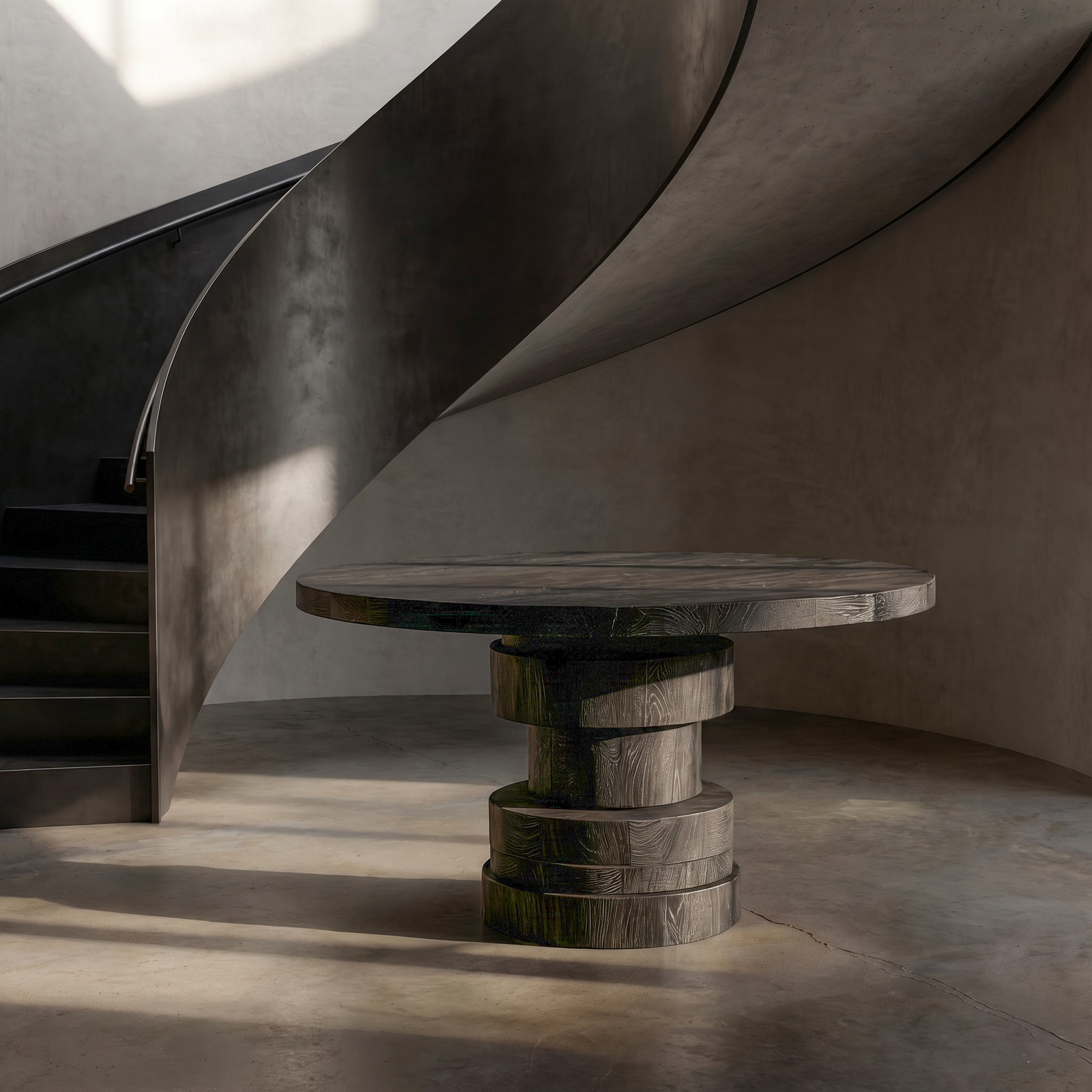 Modern Sculptural Round Foyer Table For Entryway And Living Room SINLSAFT030