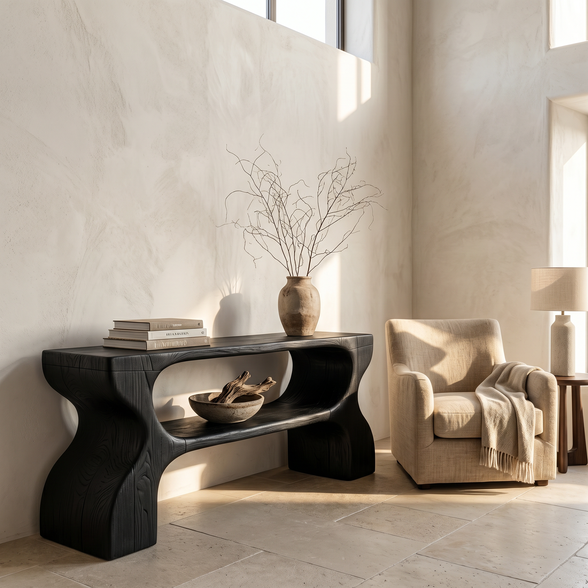 Contemporary Console Table With Architectural Curved Design For Entryway SINLSACS637