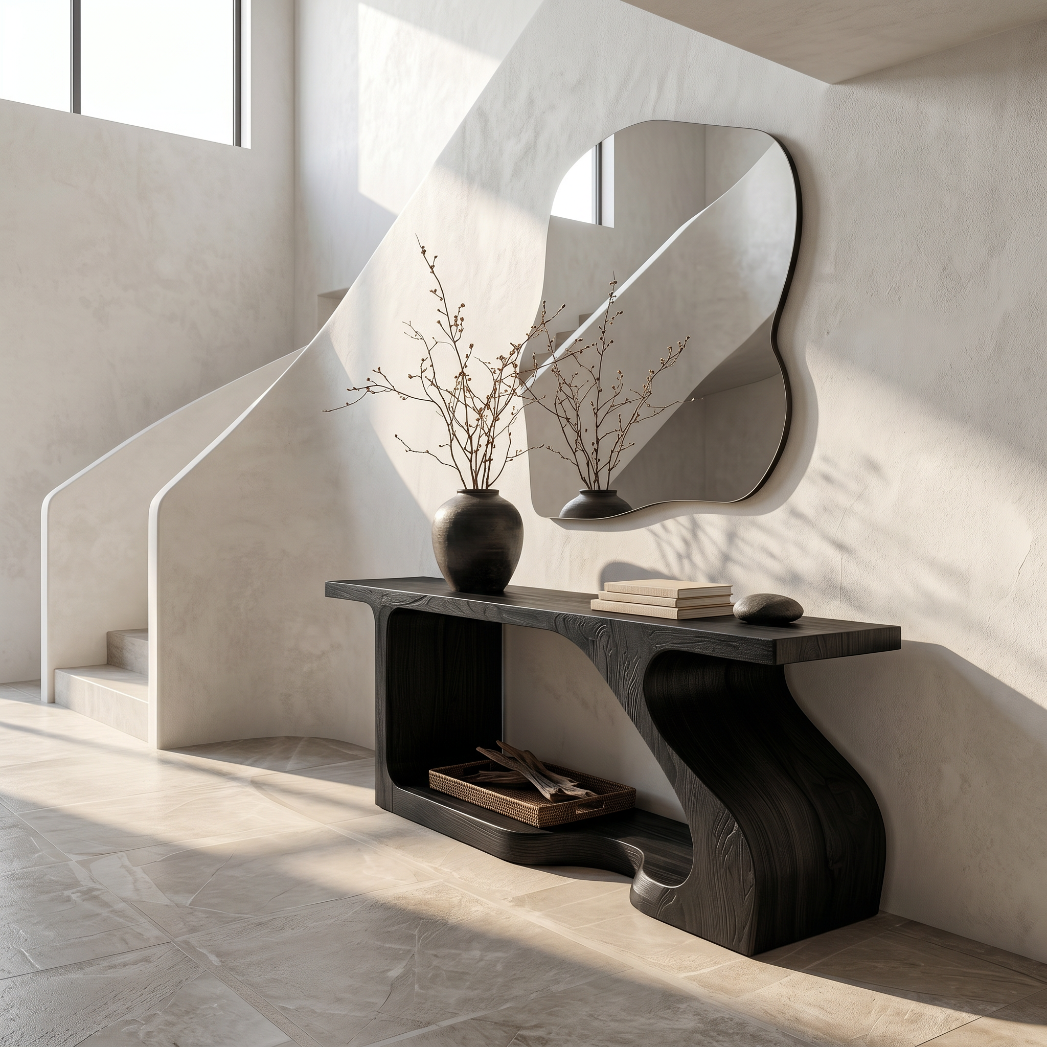Modern Console Table With Sculptural Curved Form For Entryway SINLSACS640