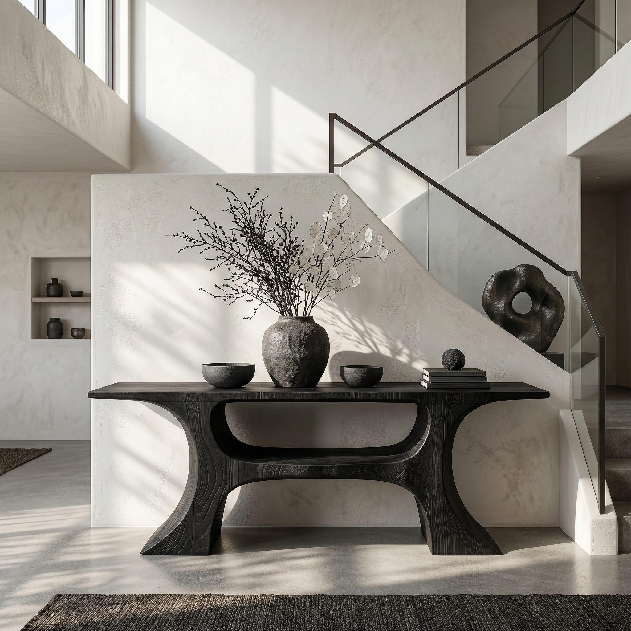 Modern Console Table With Soft Geometric Form For Living Room SINLSACS641