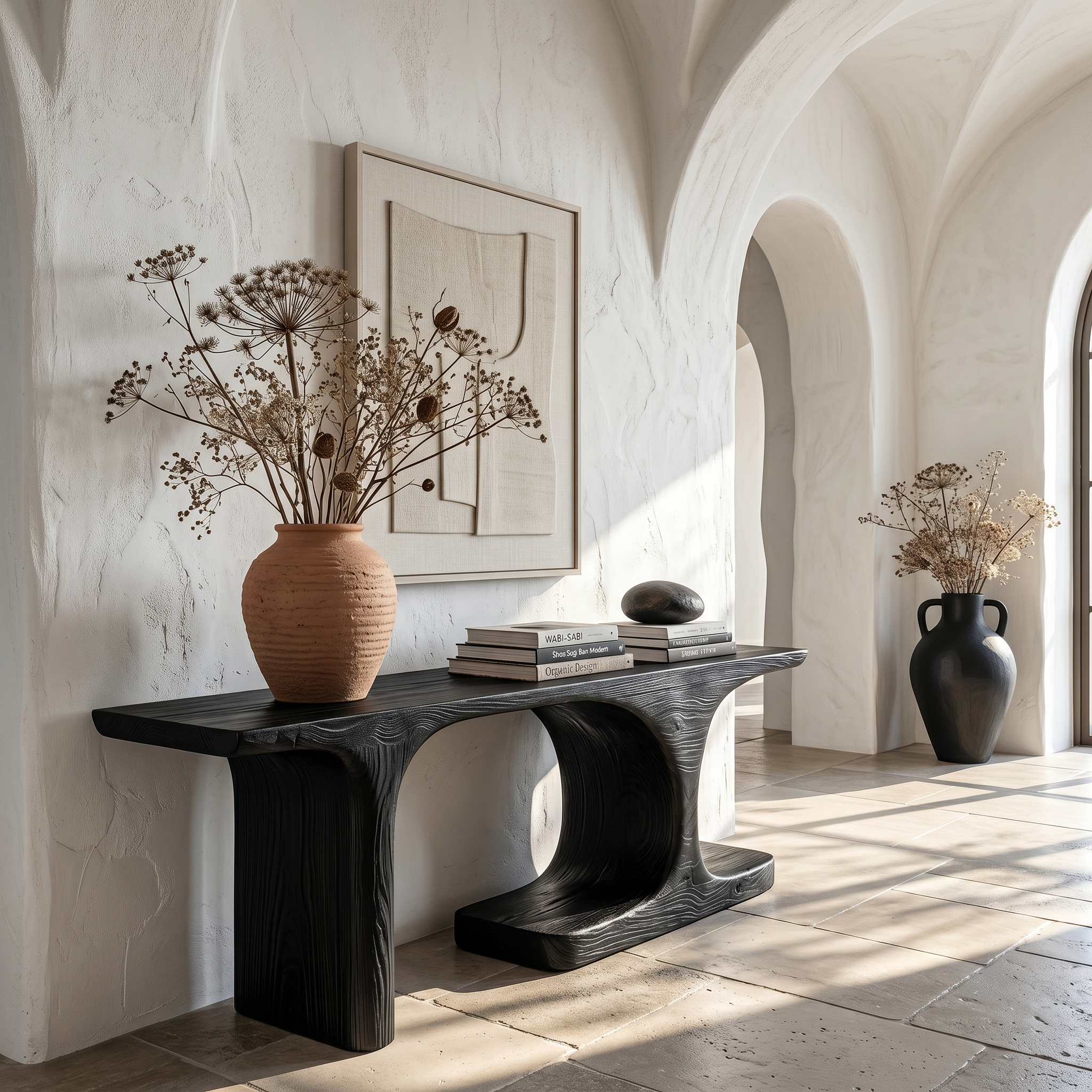 Organic Console Table With Sculptural Arched Form For Entryway SINLSACS646
