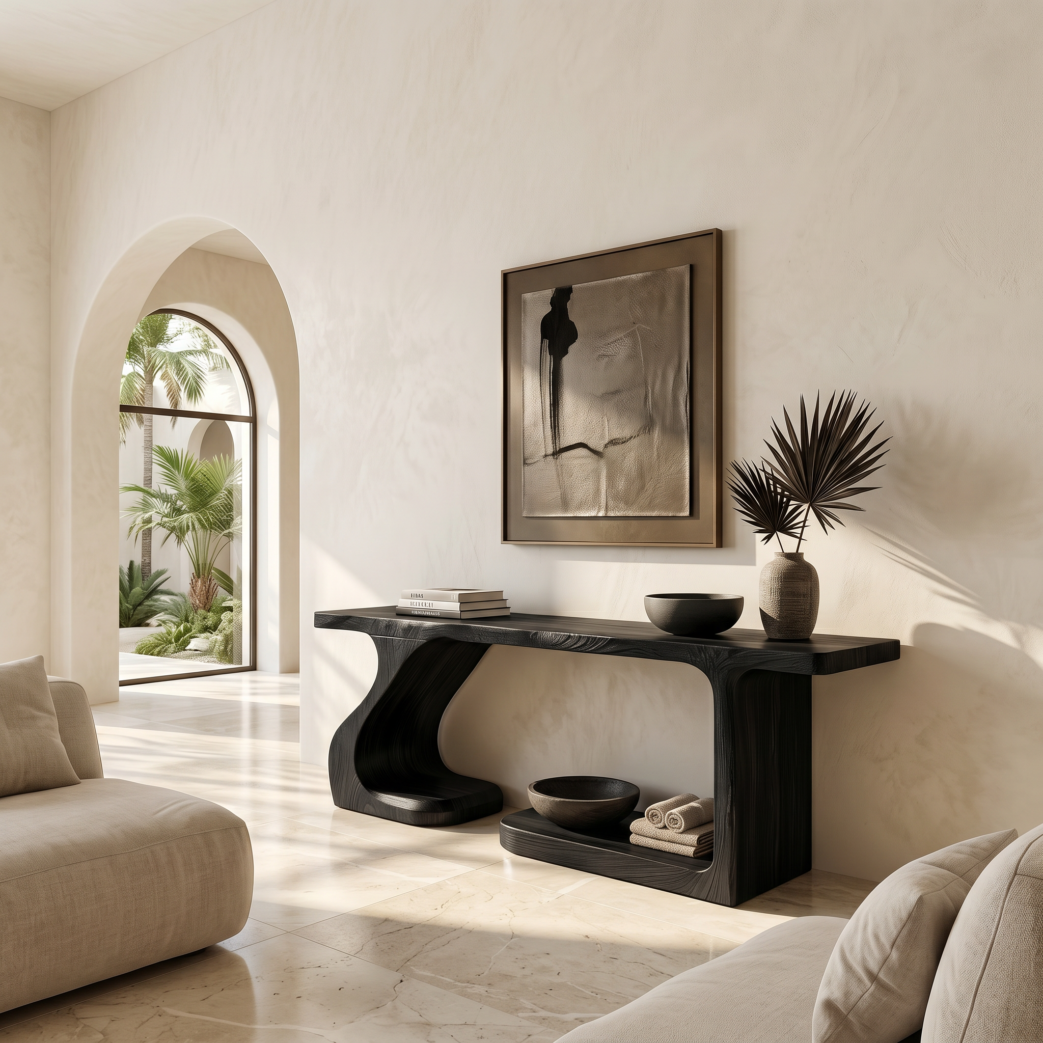Rustic Console Table With Carved Root Inspired Design For Entryway SINLSACS647