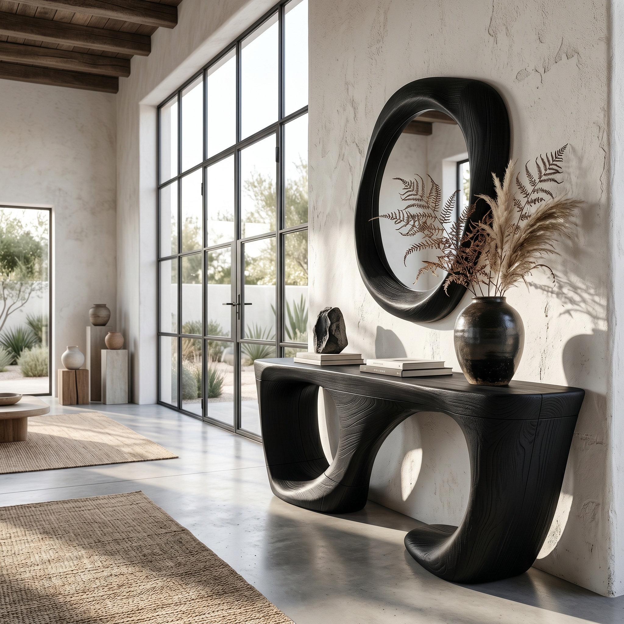 Contemporary Console Table With Curved Open Structure For Living Room SINLSACS650